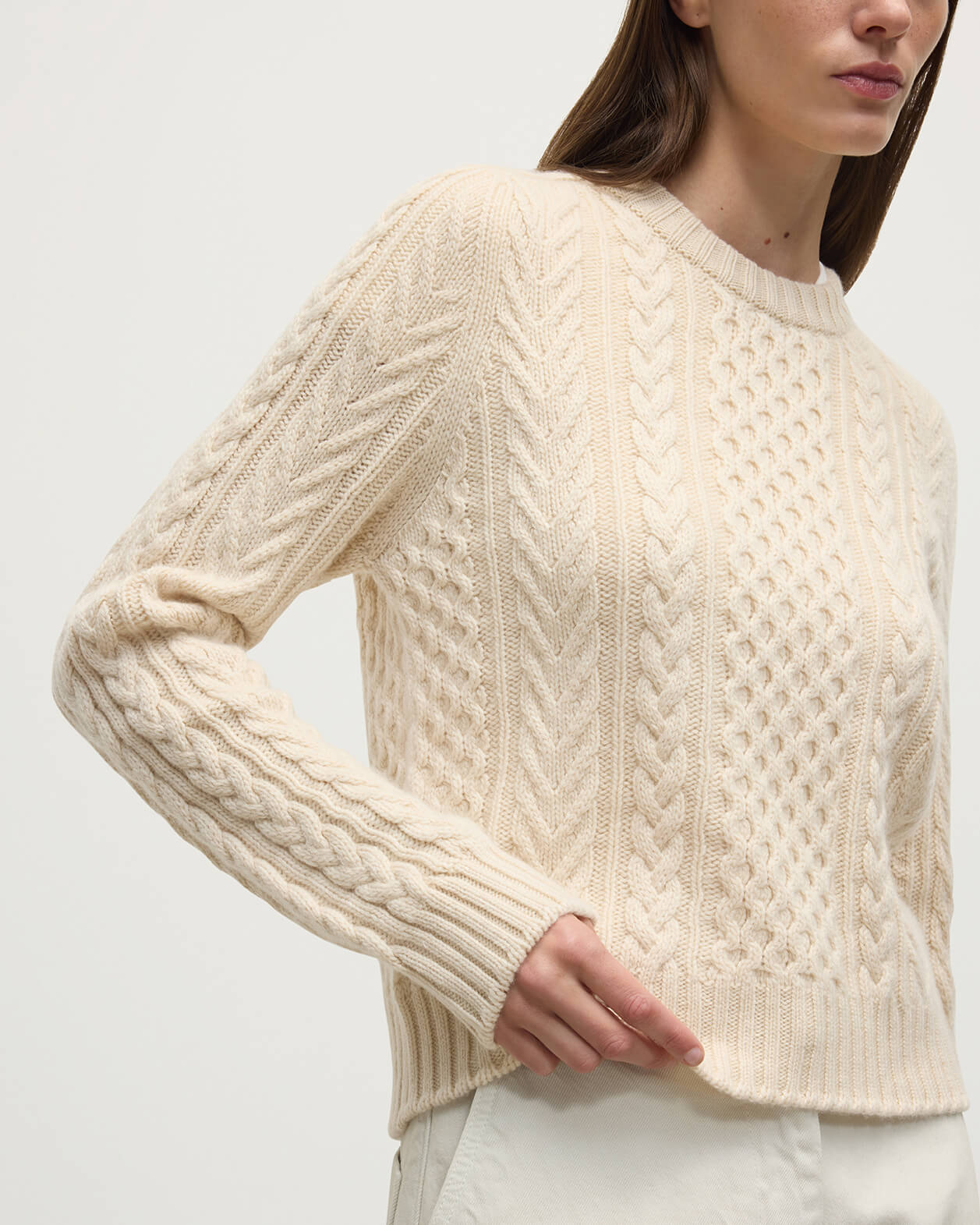 Aran Cable Cream Cashmere Jumper - Image 5