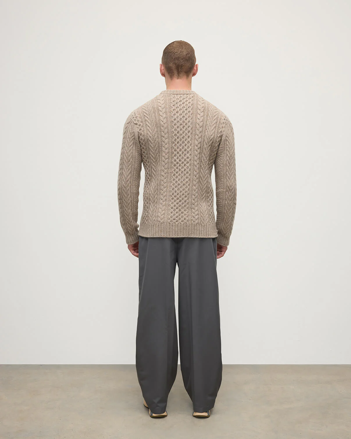 Aran Cable Light Brown Cashmere Jumper - Image 4
