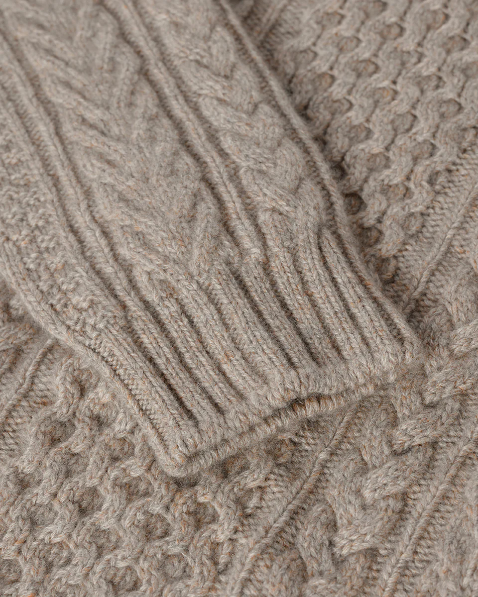 Aran Cable Light Brown Cashmere Jumper - Image 6