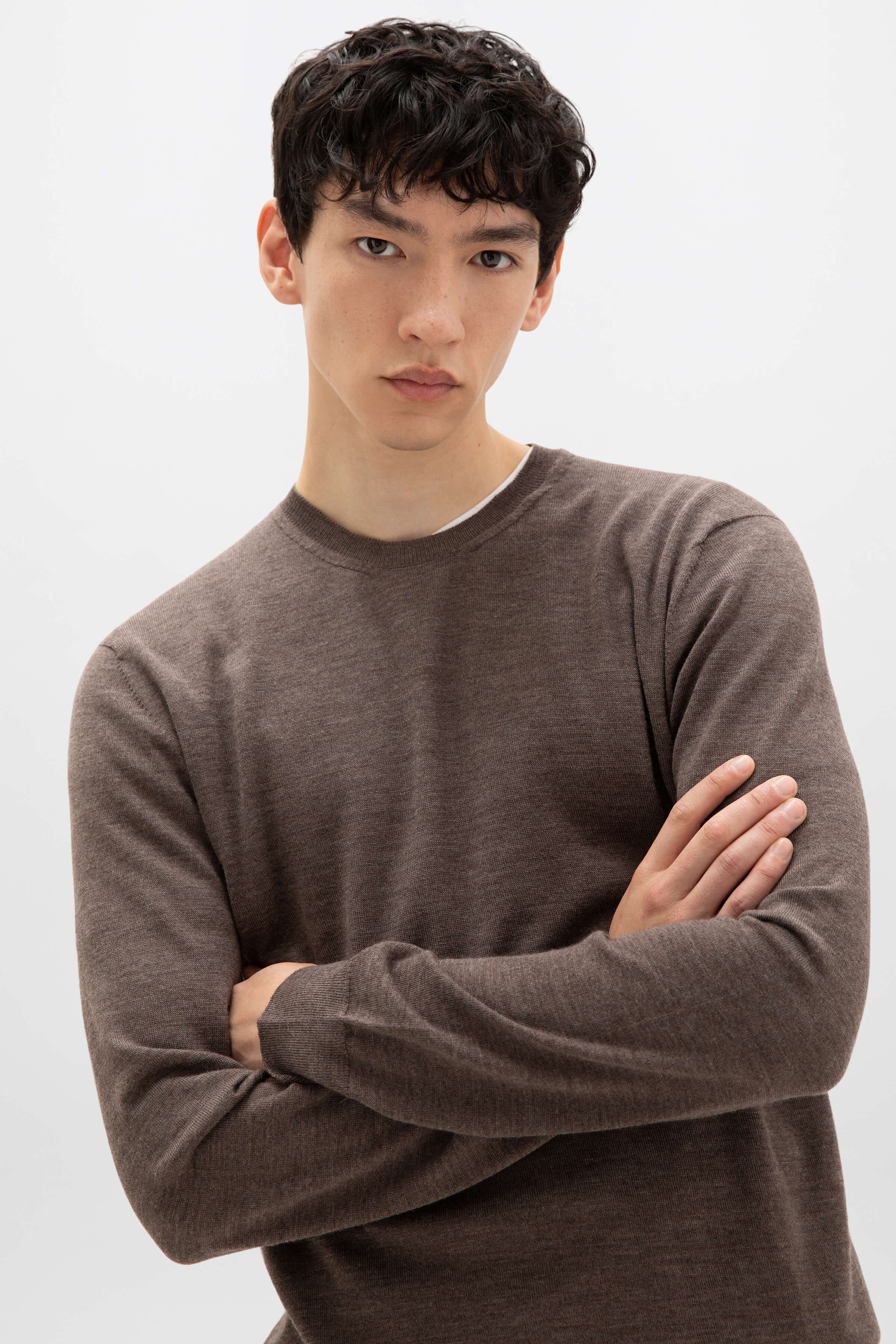 Merino Round Neck Light Brown Jumper - Image 2