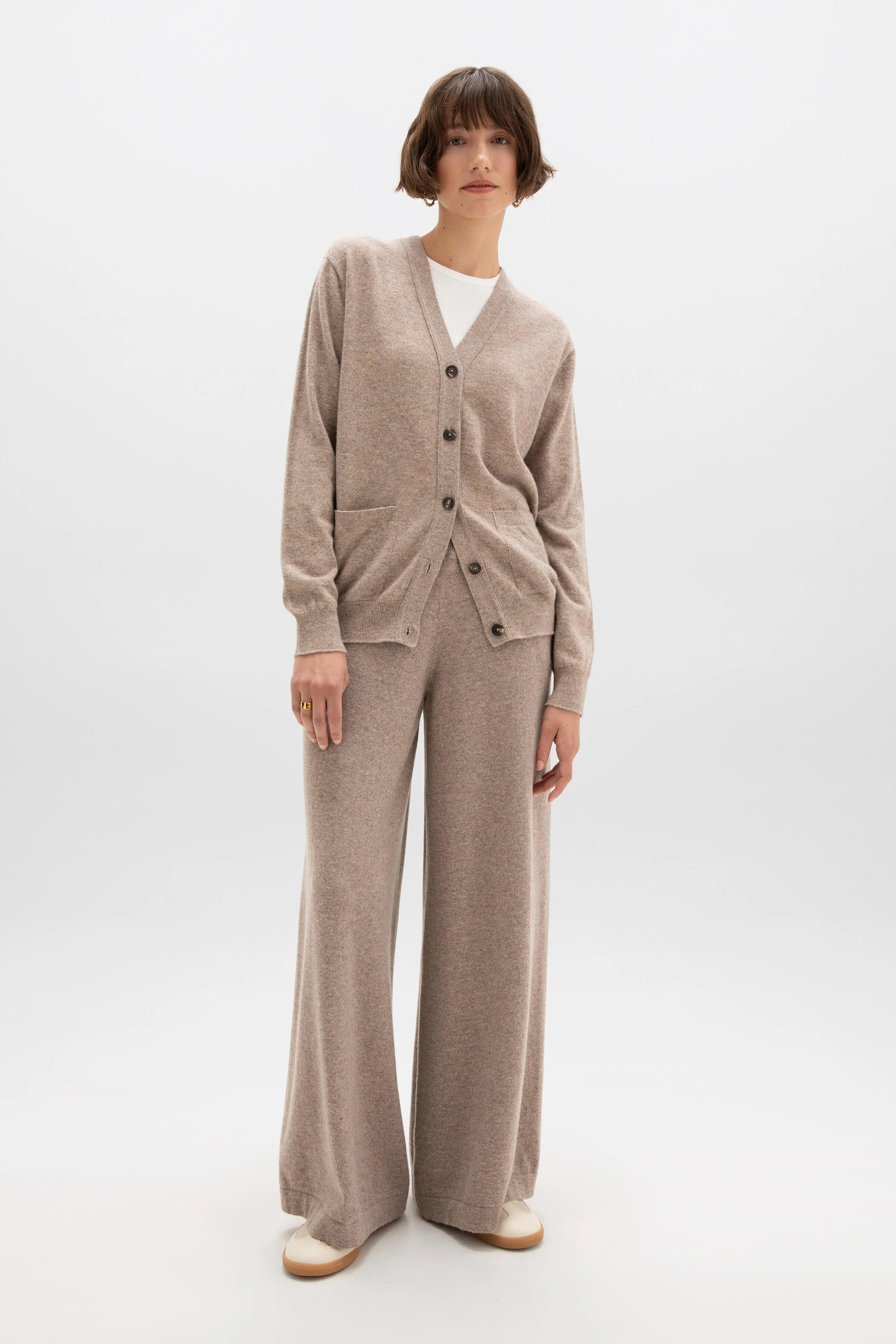 Cashmere Boyfriend Light Brown Cardigan - Image 2