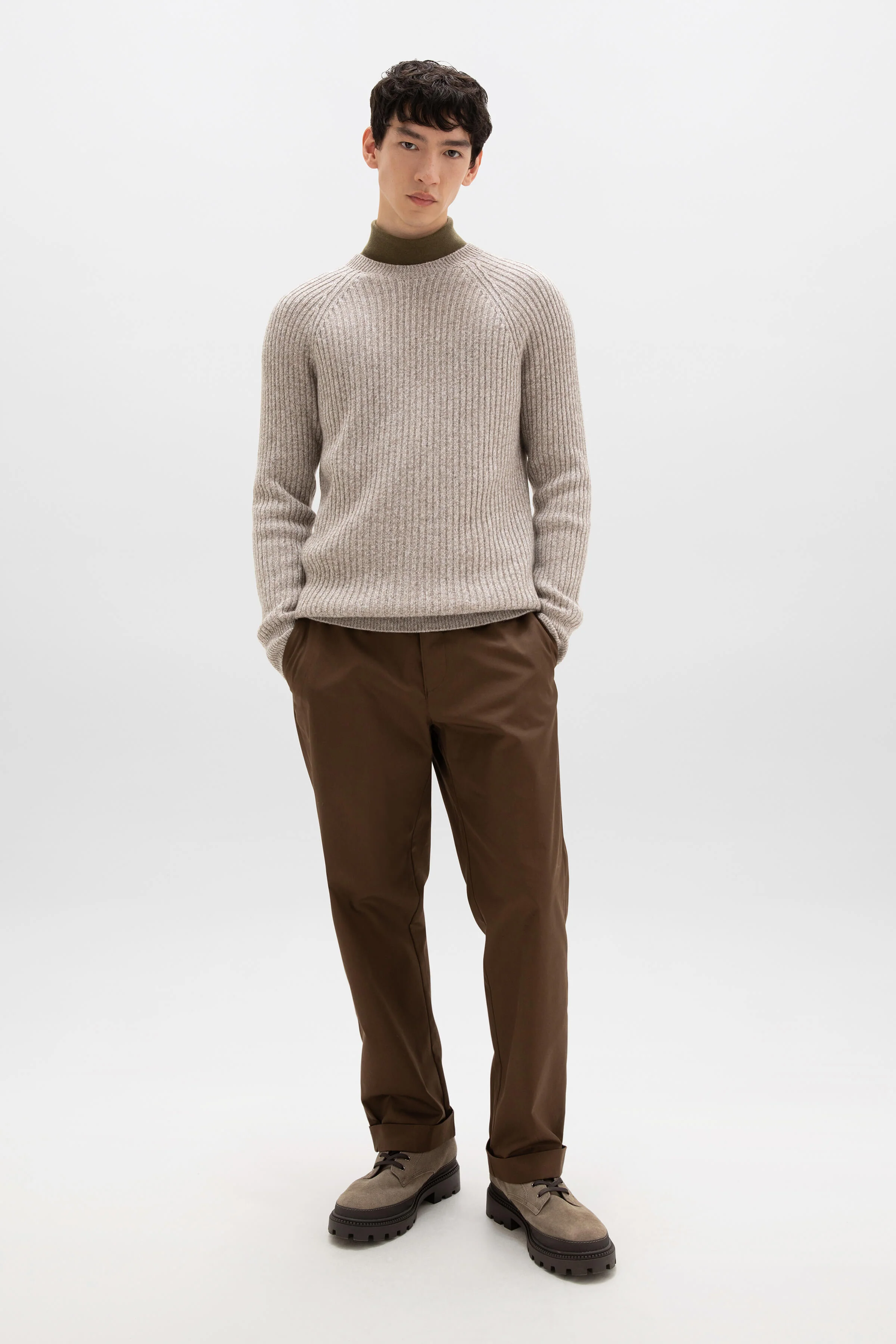 Ribbed Cashmere Light Brown Jumper - Image 2