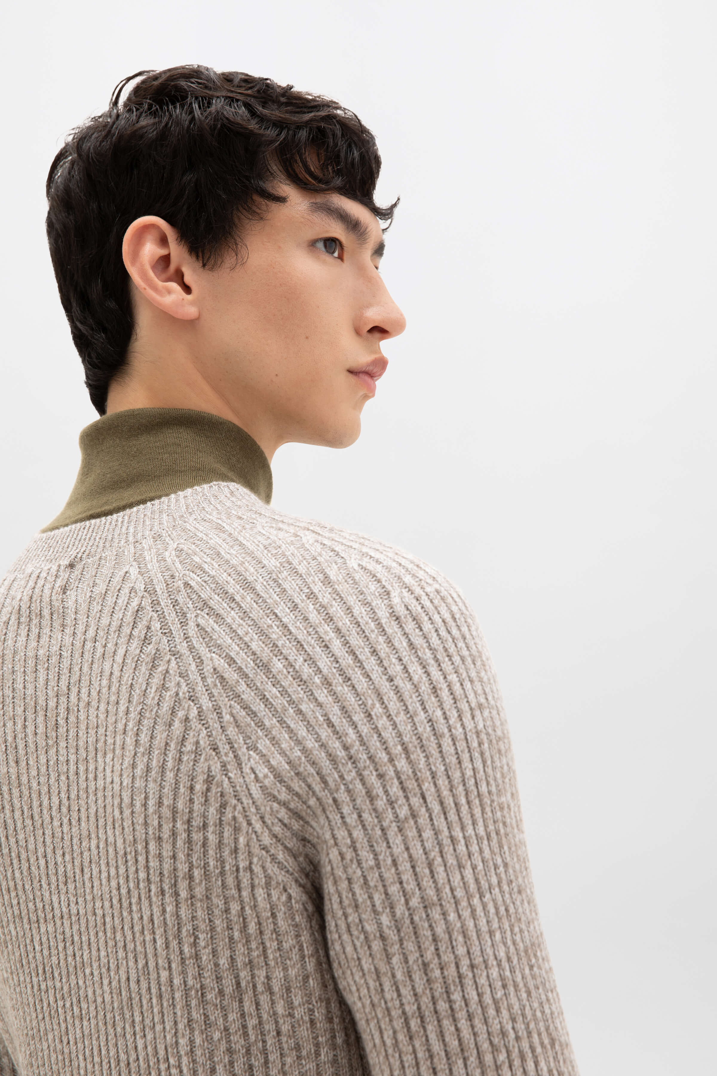 Ribbed Cashmere Light Brown Jumper - Image 3