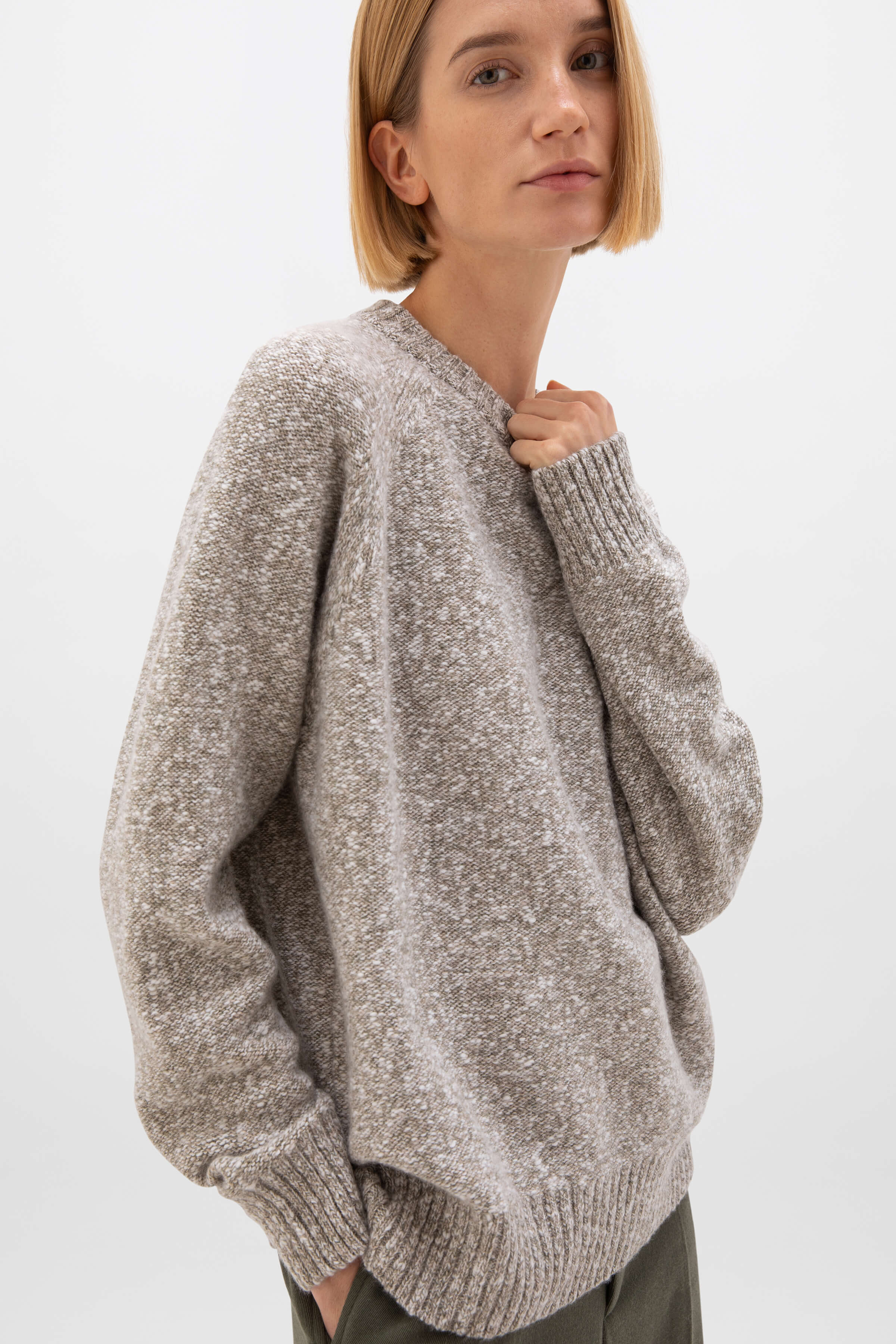 Wool Cashmere Slub Natural Jumper - Image 3
