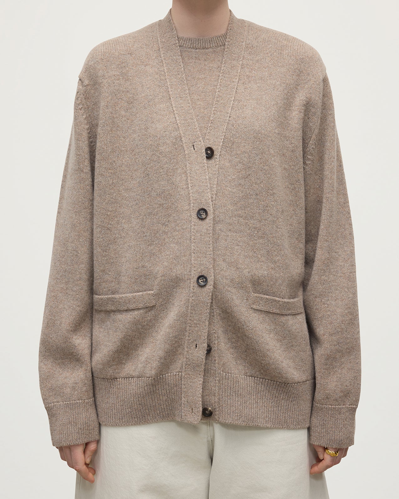 Boyfriend-Fit Brown Cashmere Cardigan - Image 5