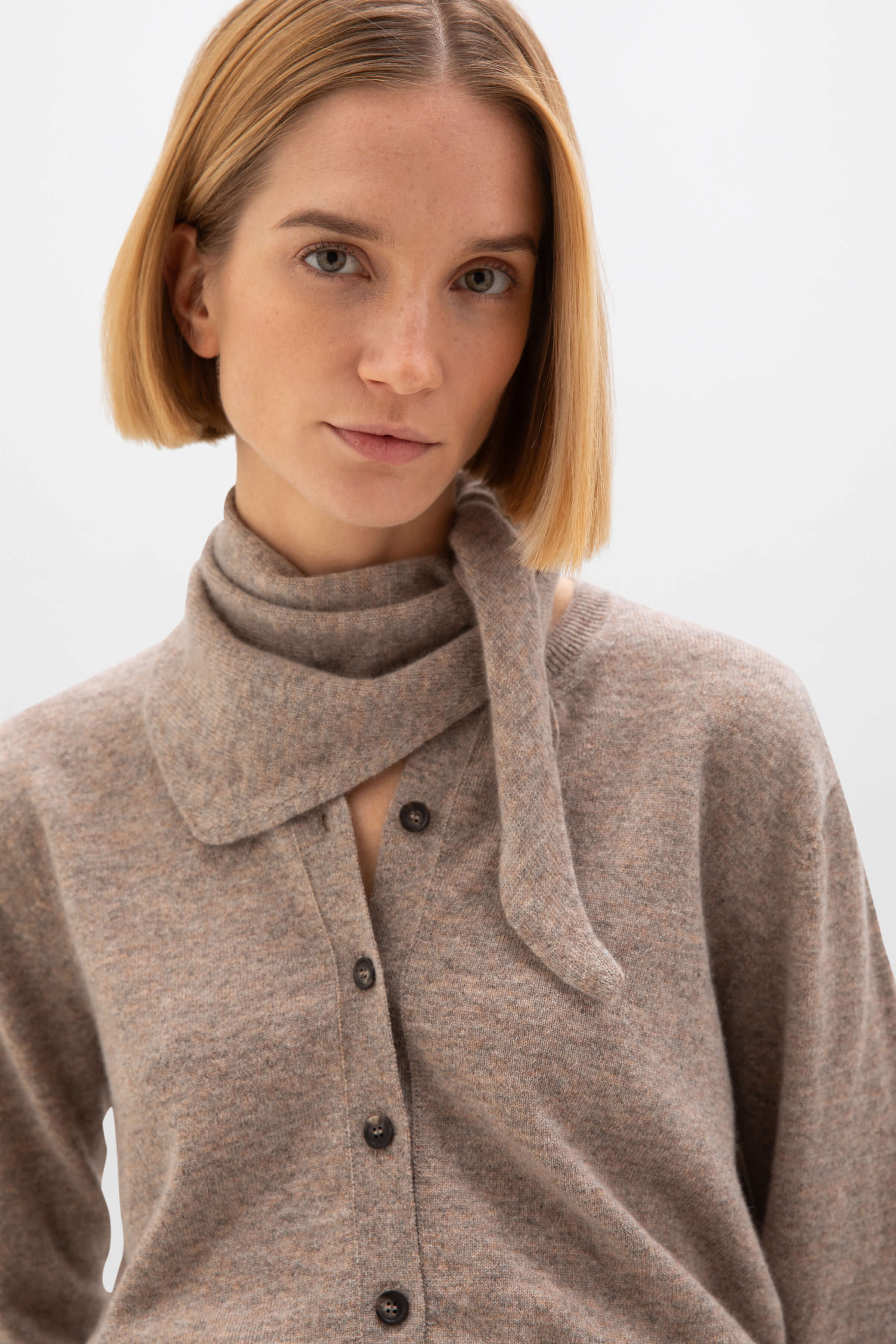 Classic Light Brown Cashmere Cardigan - Image 3