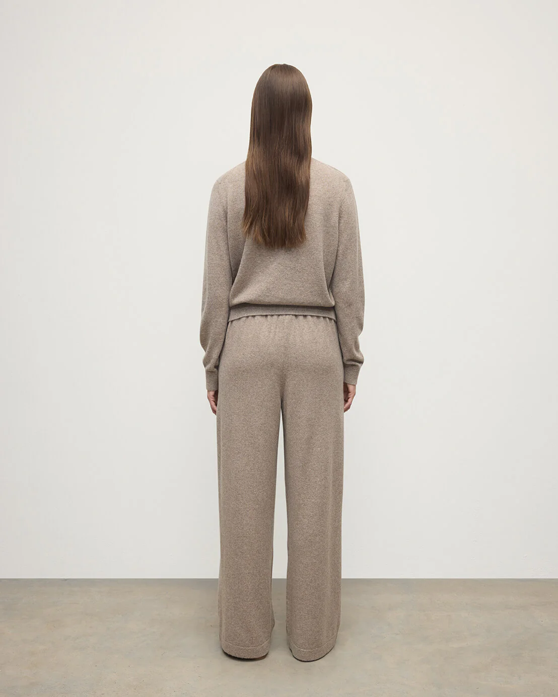 Wide Leg Brown Cashmere Trousers - Image 4