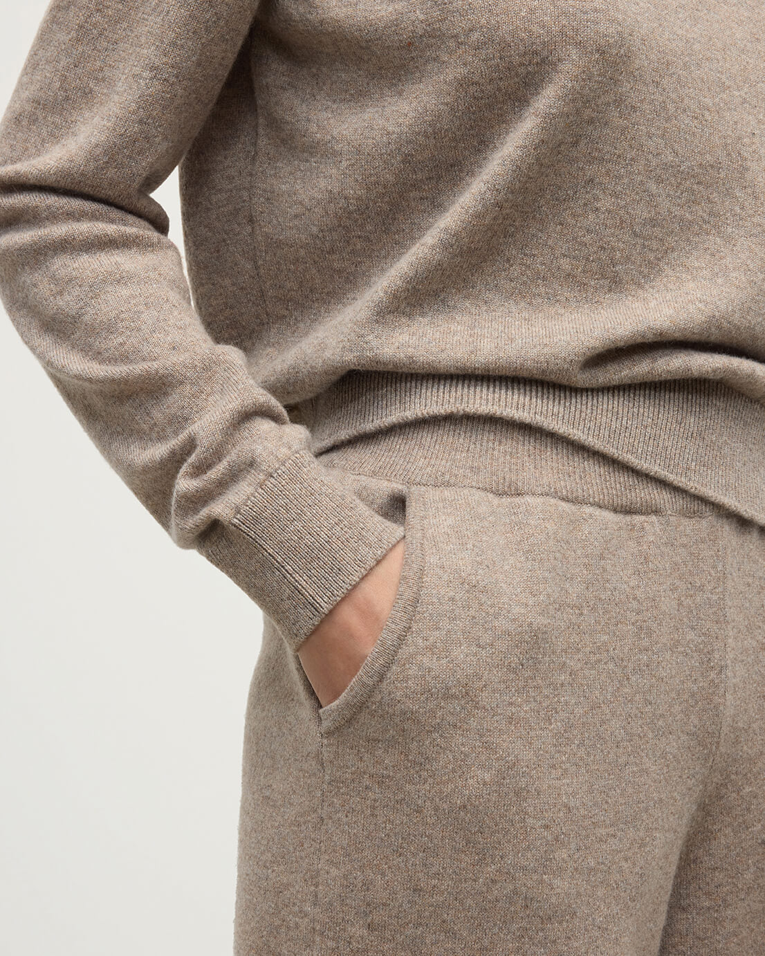 Wide Leg Brown Cashmere Trousers - Image 5