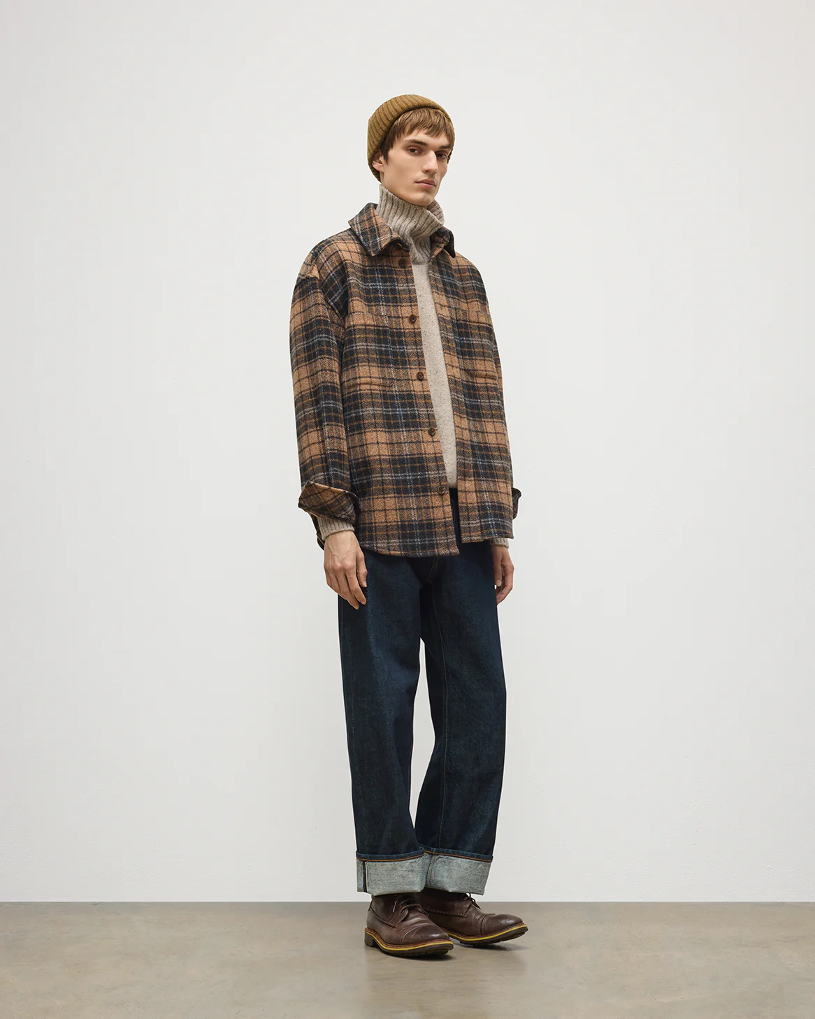 Atholl Grey & Camel Plaid Overshirt - Image 3