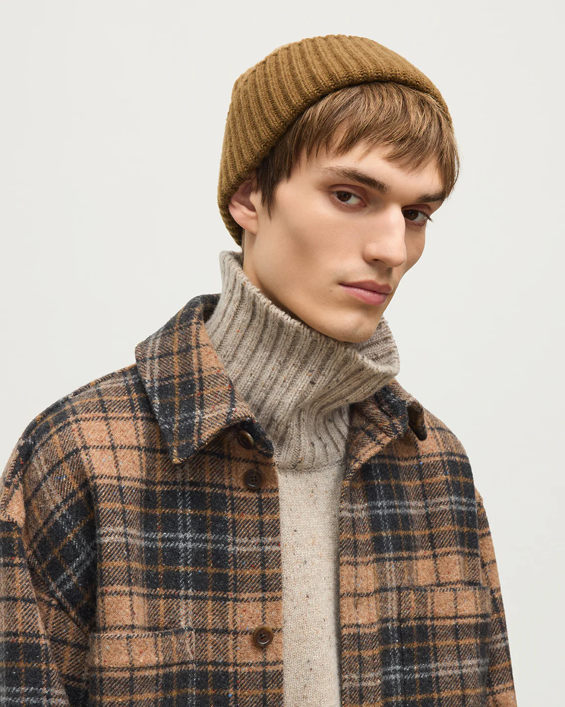 Atholl Grey & Camel Plaid Overshirt - Image 6
