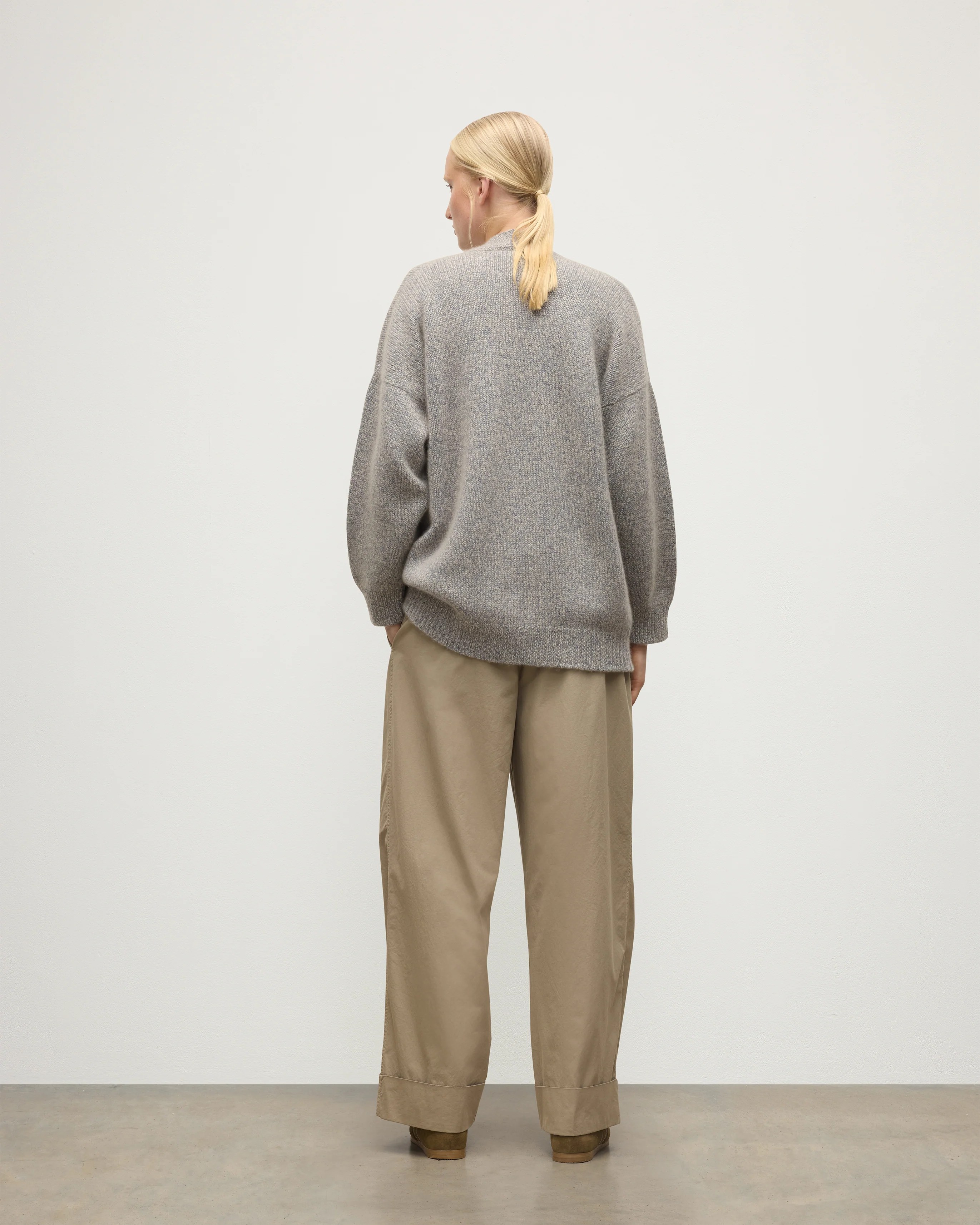 Bay Blue Marl Cashmere & Cotton Cardigan - Image 4