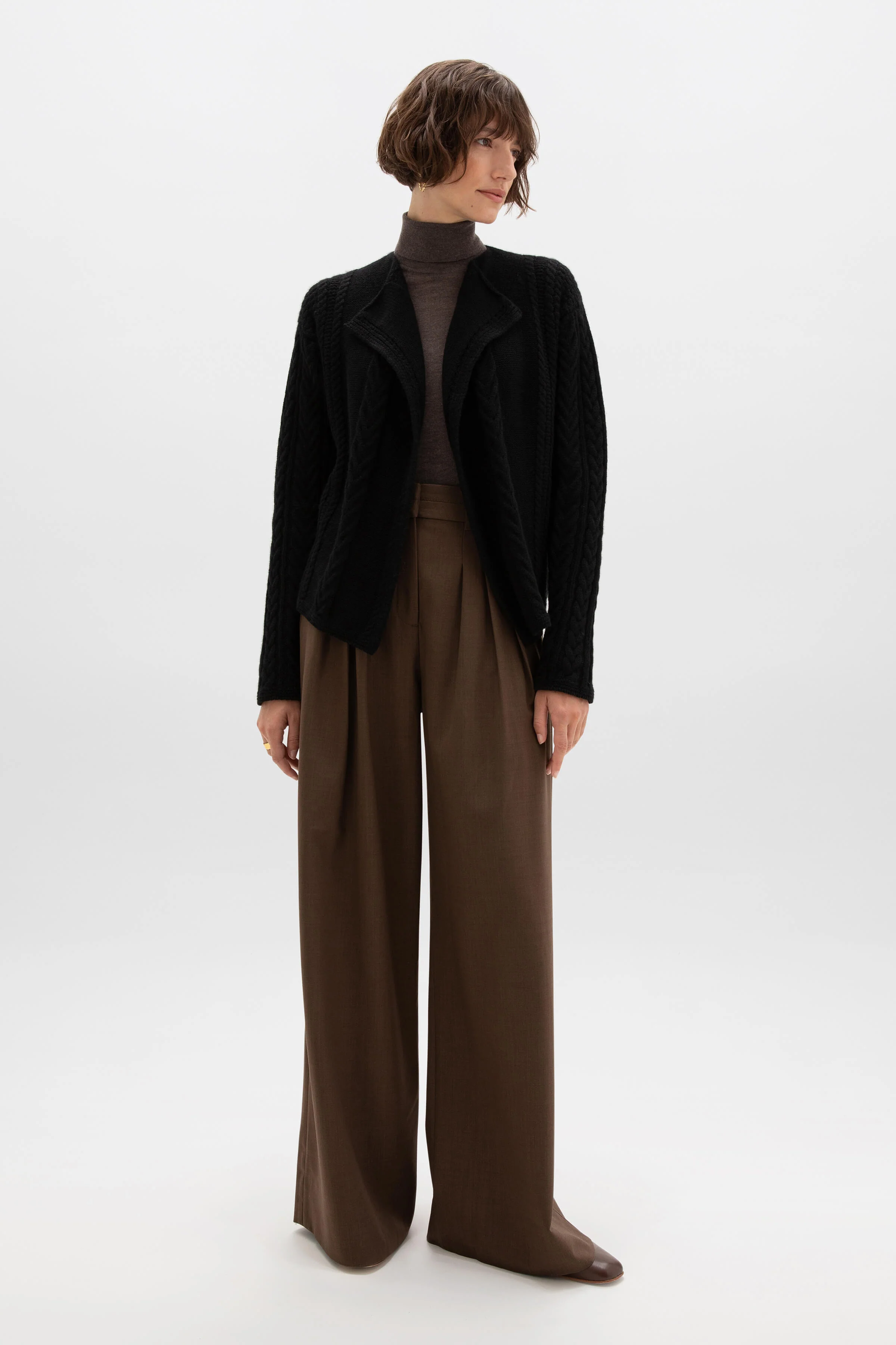 Aran Cable Cashmere Waterfall Cardigan - Image 3
