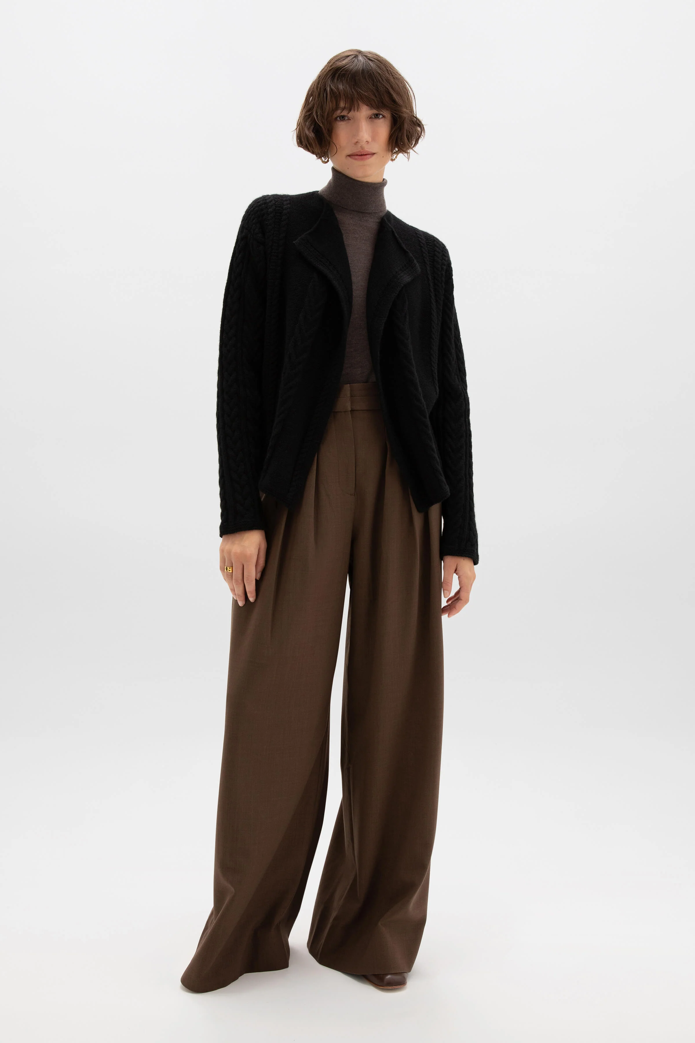 Aran Cable Cashmere Waterfall Cardigan - Image 4