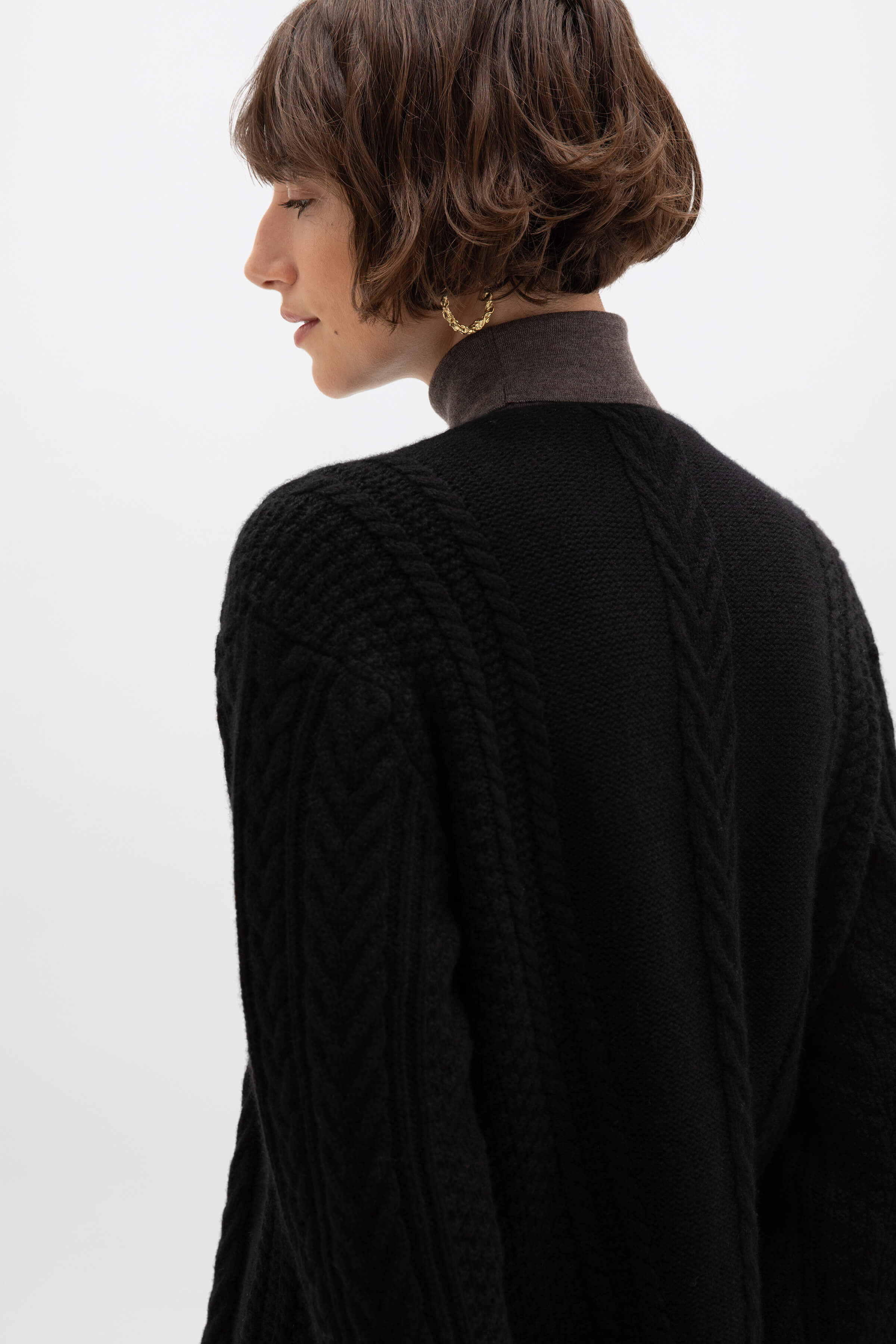 Aran Cable Cashmere Waterfall Cardigan - Image 5