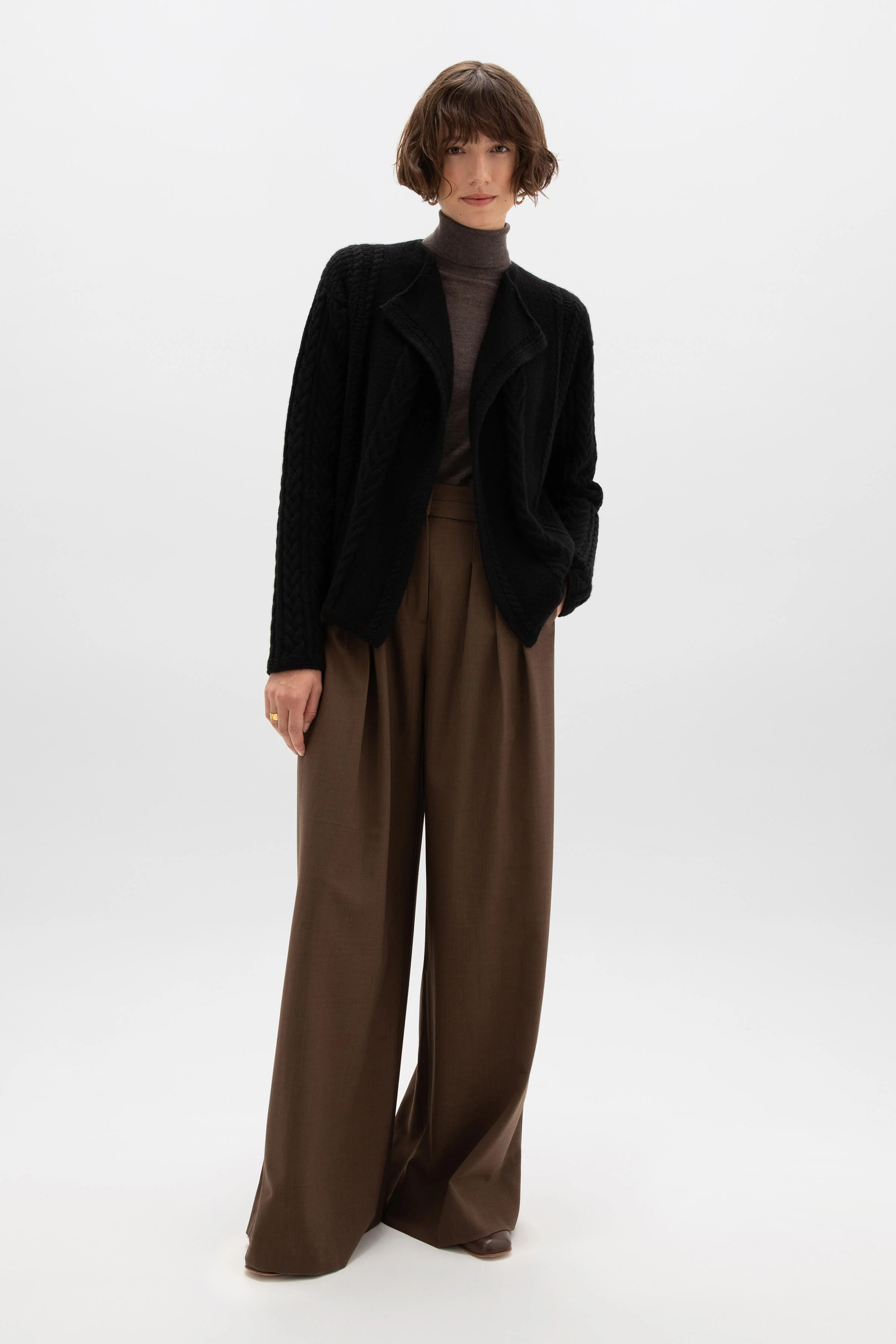 Aran Cable Cashmere Waterfall Cardigan - Image 6
