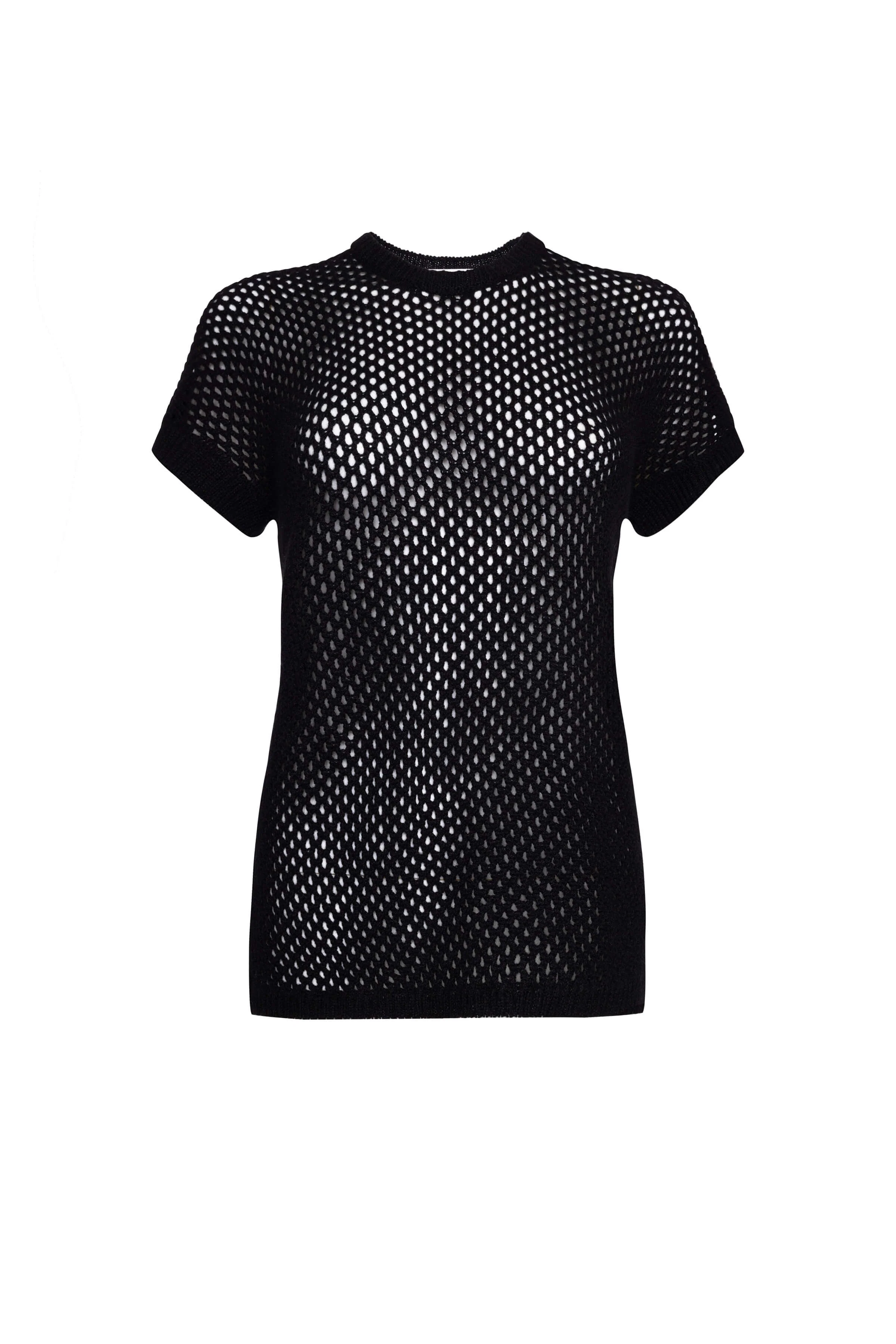 Crochet Cashmere Black T-Shirt - Image 5