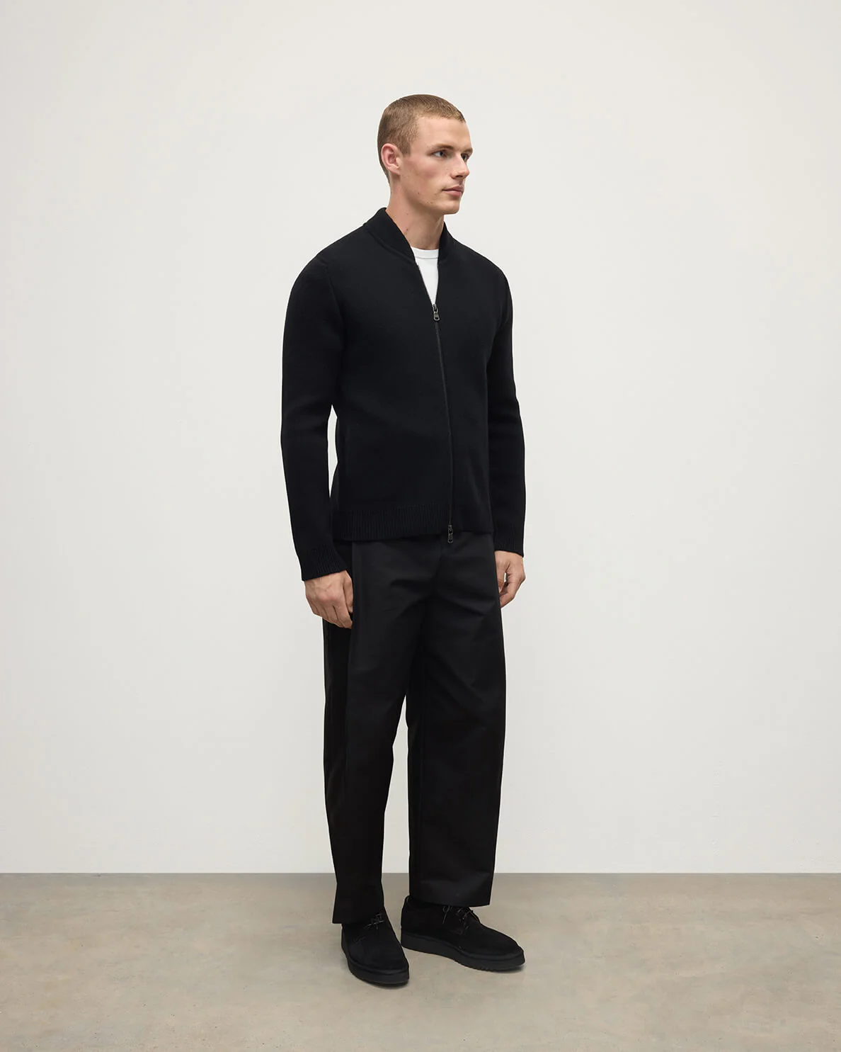Milano Stitch Black Cashmere Baseball Jacket - Image 3