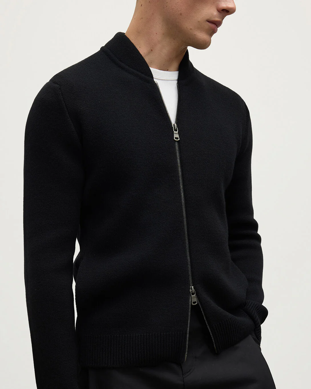 Milano Stitch Black Cashmere Baseball Jacket - Image 5