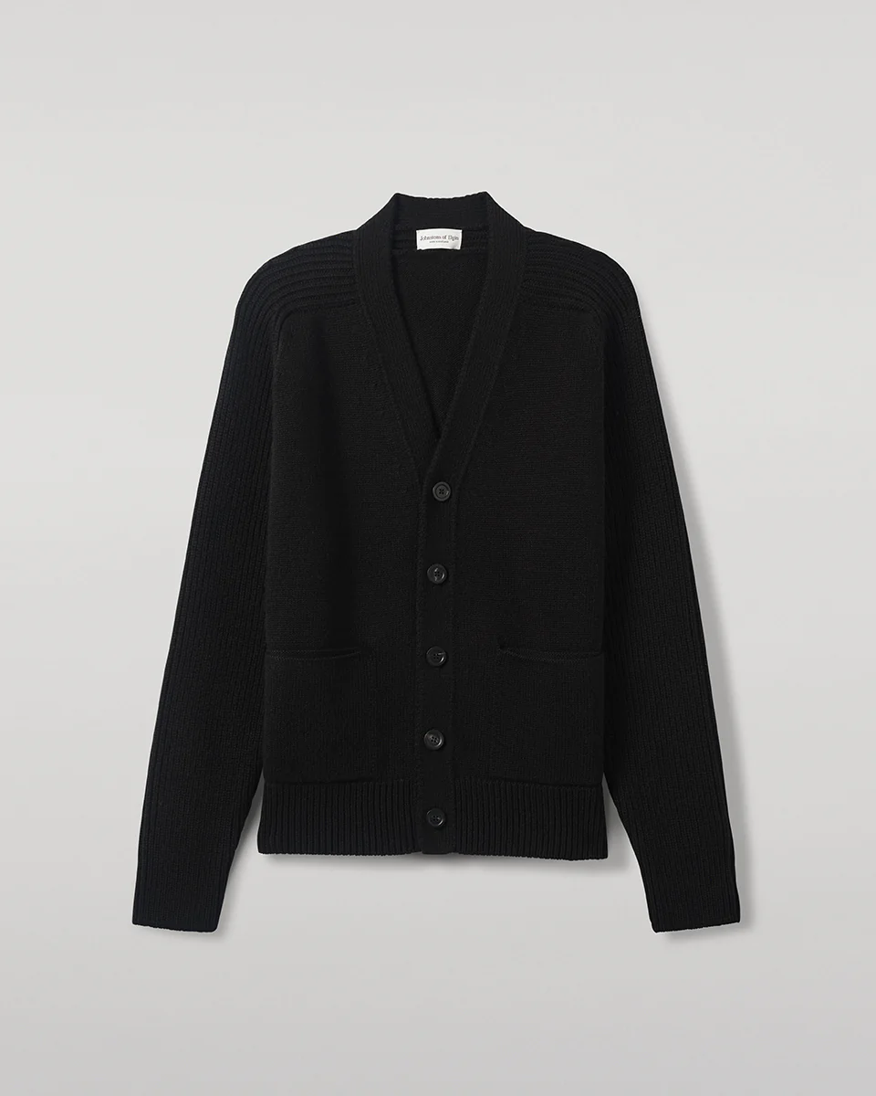 Ribbed Cashmere Black Cardigan - Image 2