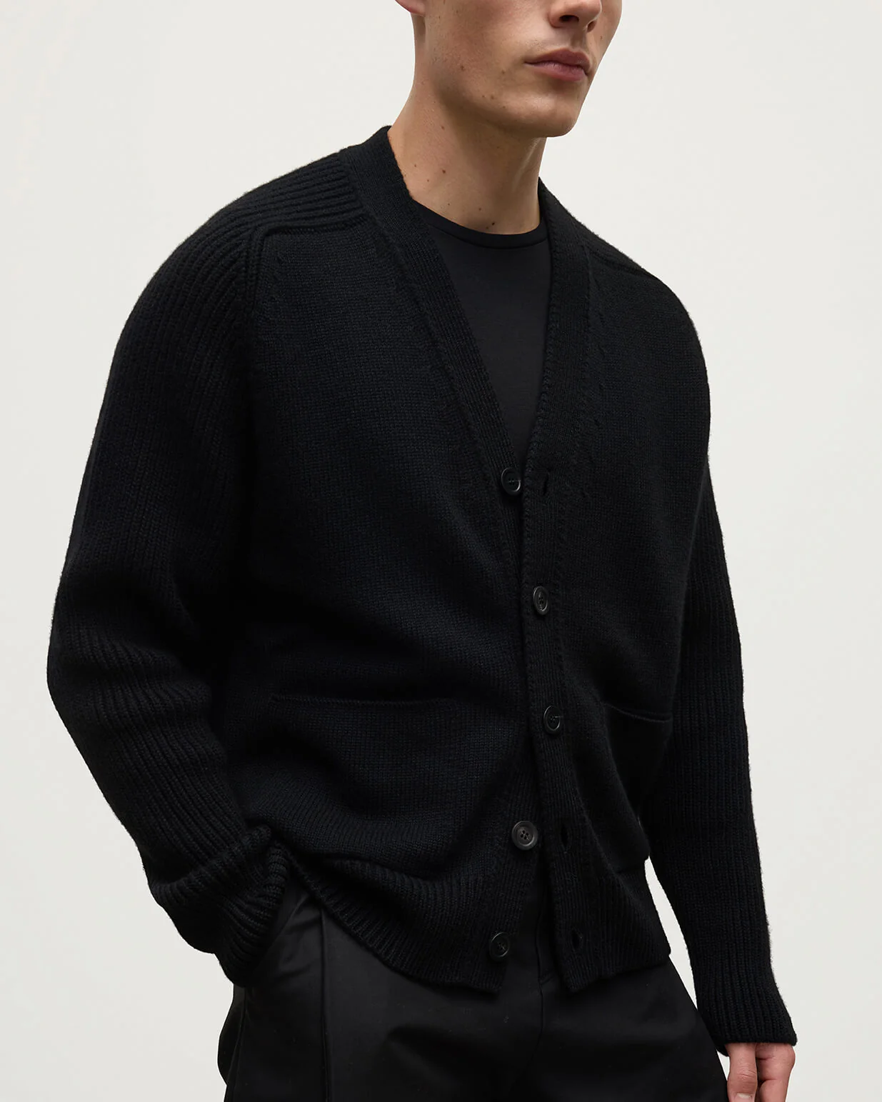 Ribbed Cashmere Black Cardigan - Image 5
