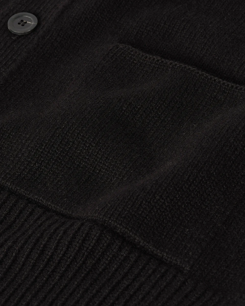 Ribbed Cashmere Black Cardigan - Image 6