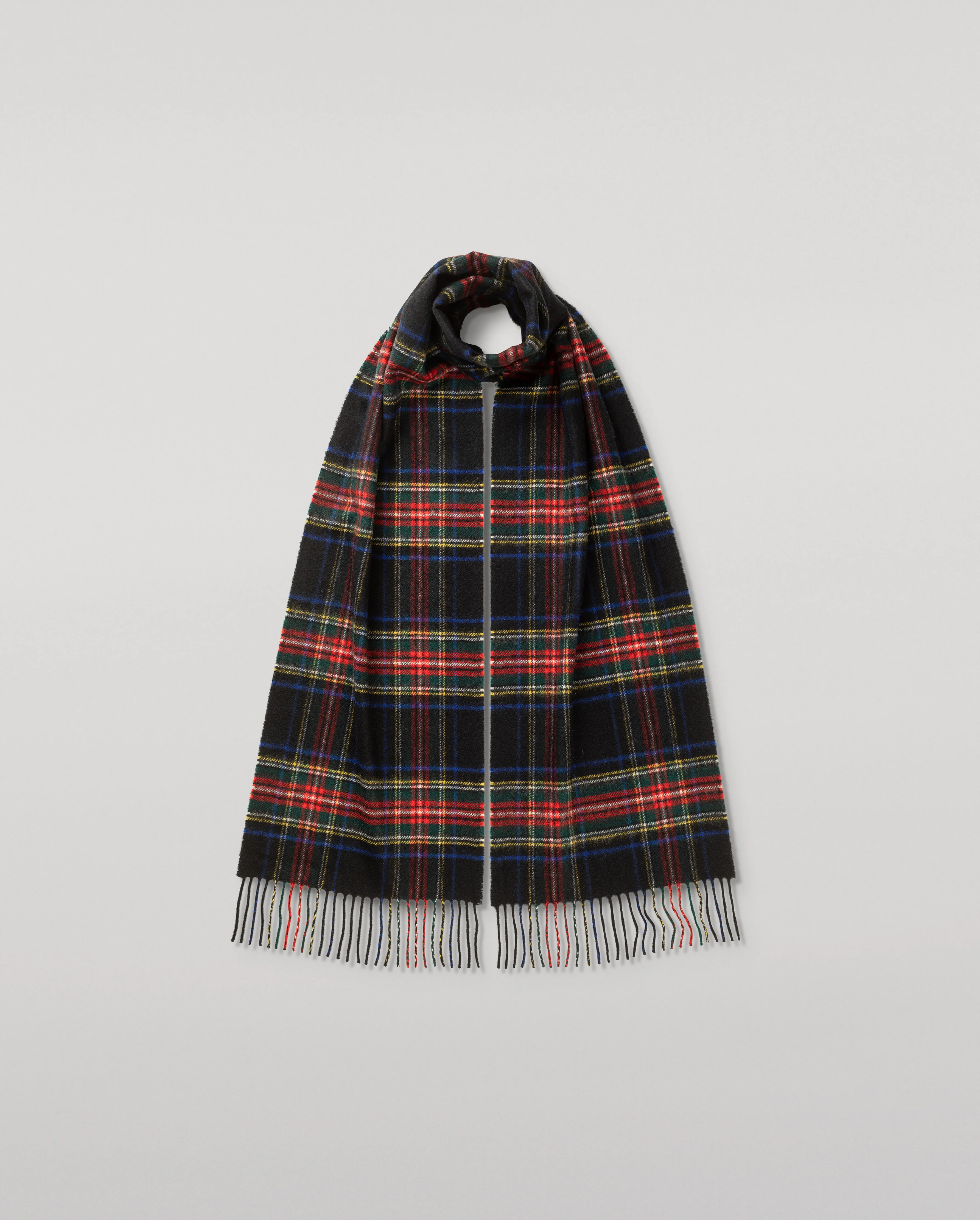 Black Stewart Tartan Cashmere Scarf
