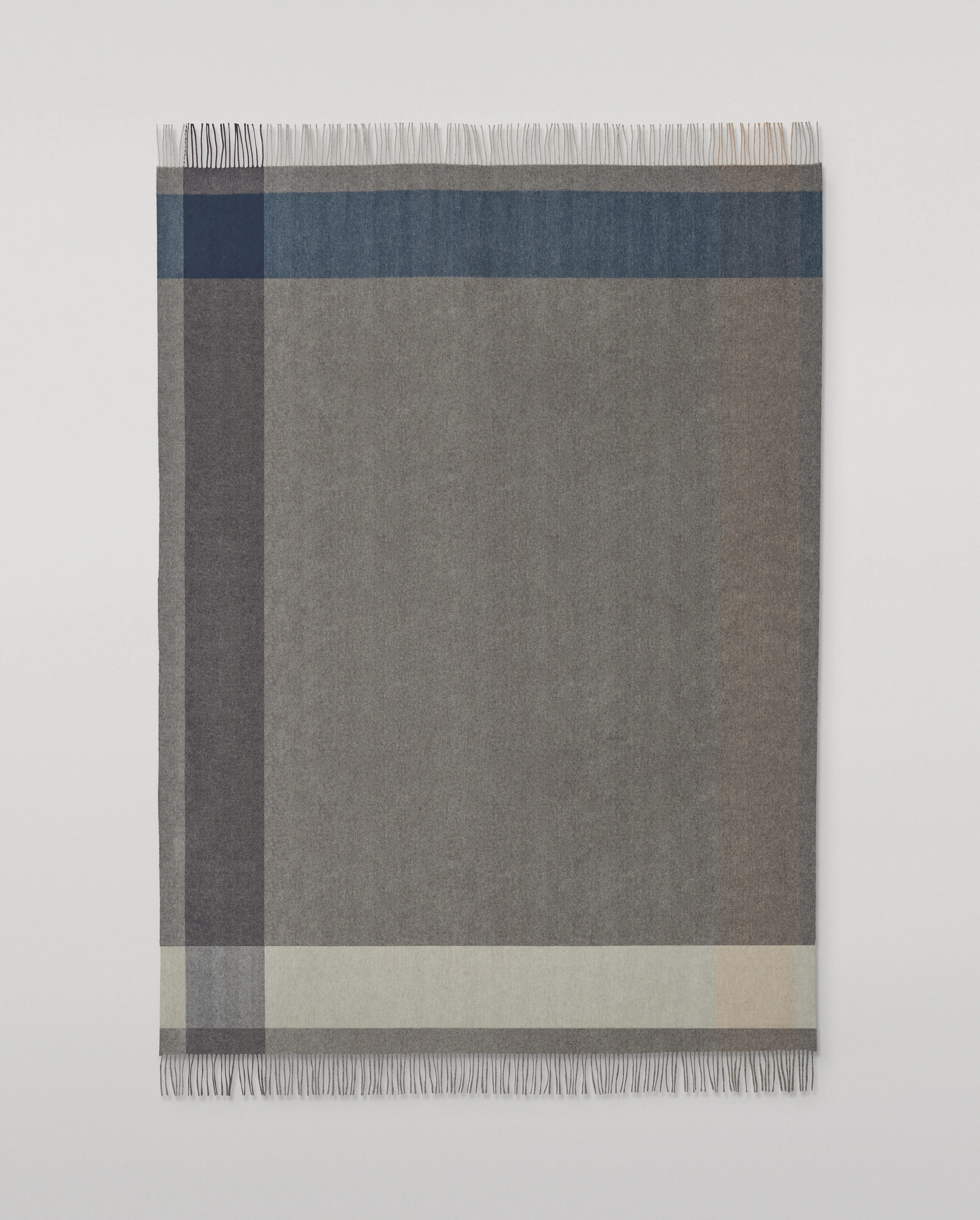 Block Border Grey Wool Throw