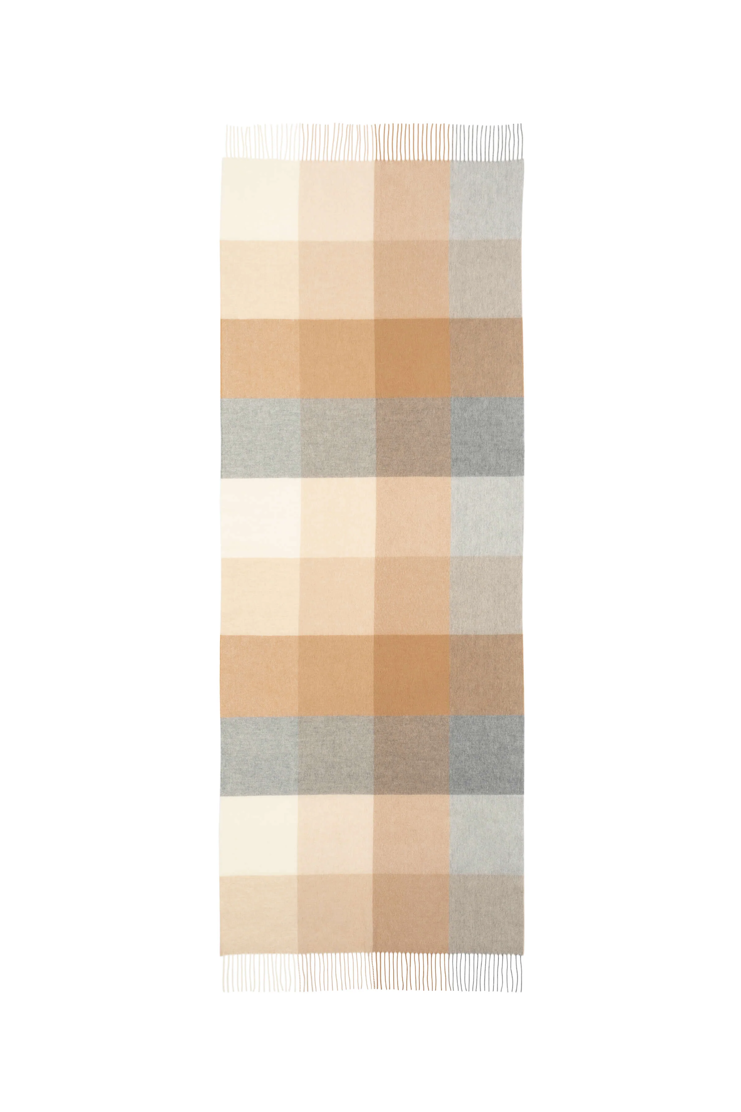 Block Check Camel Cashmere Stole - Image 3