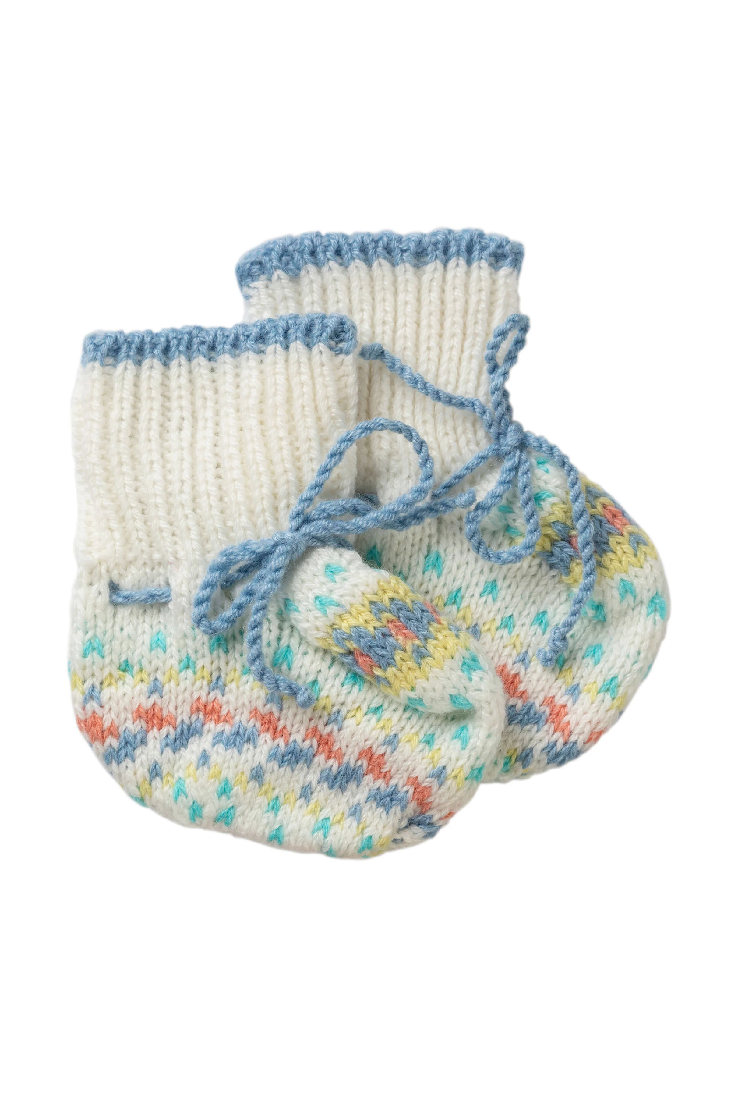 Blue Fairisle Cashmere Baby Booties