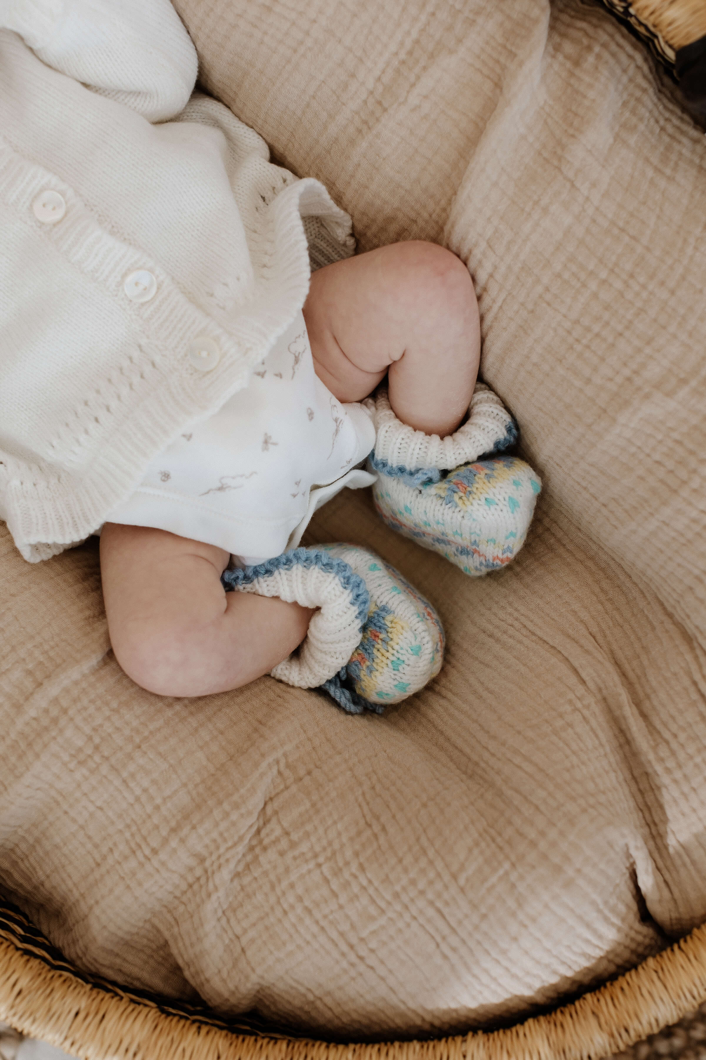 Blue Fairisle Cashmere Baby Booties - Image 4