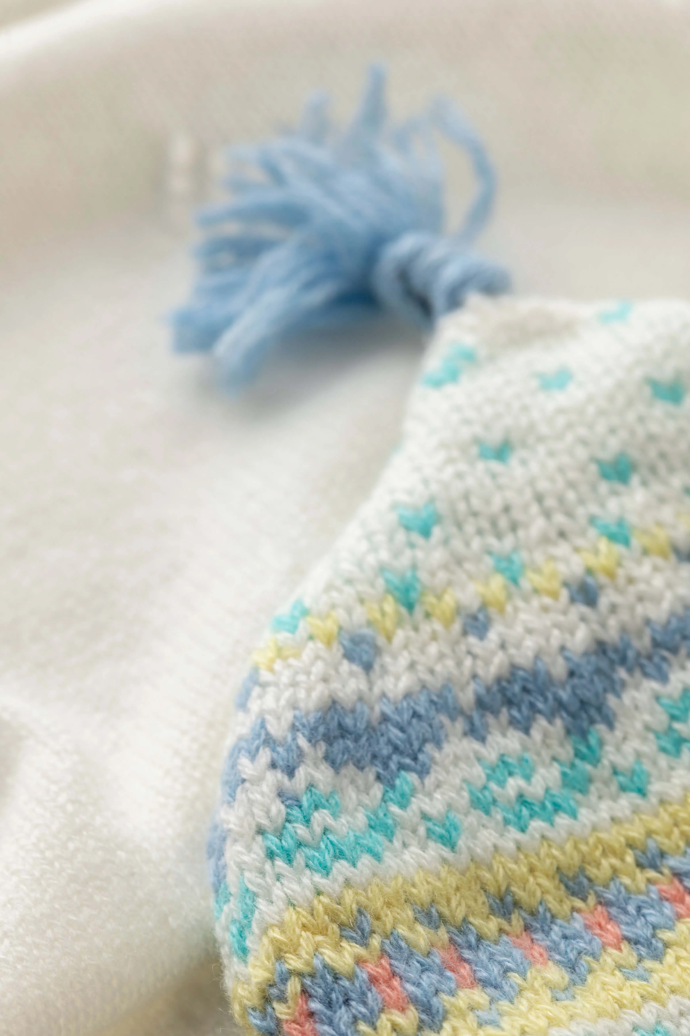 Blue Cashmere Fairisle Baby Hat - Image 5