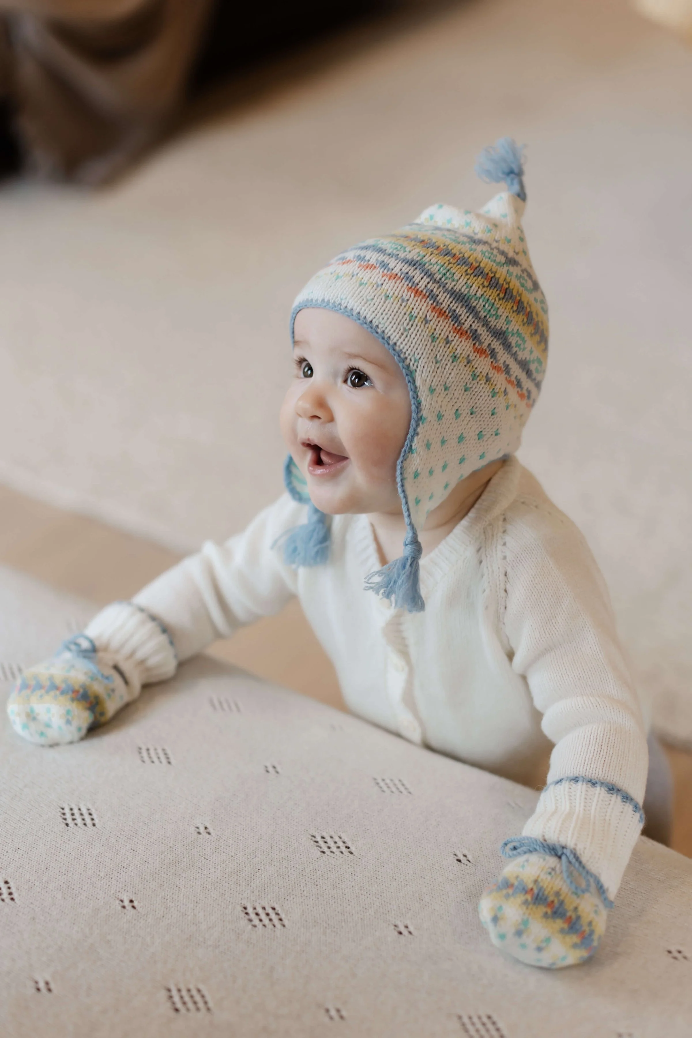Blue Cashmere Fairisle Baby Hat - Image 8
