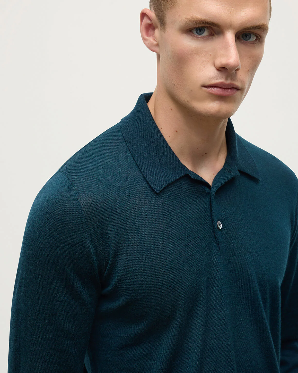Bottle Green Superfine Cashmere Polo Shirt - Image 3