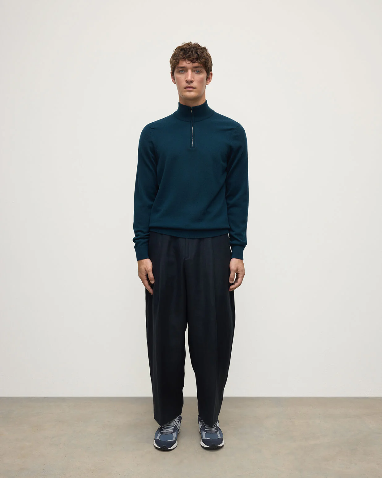 Classic Cashmere Dark Green Zip Neck Jumper