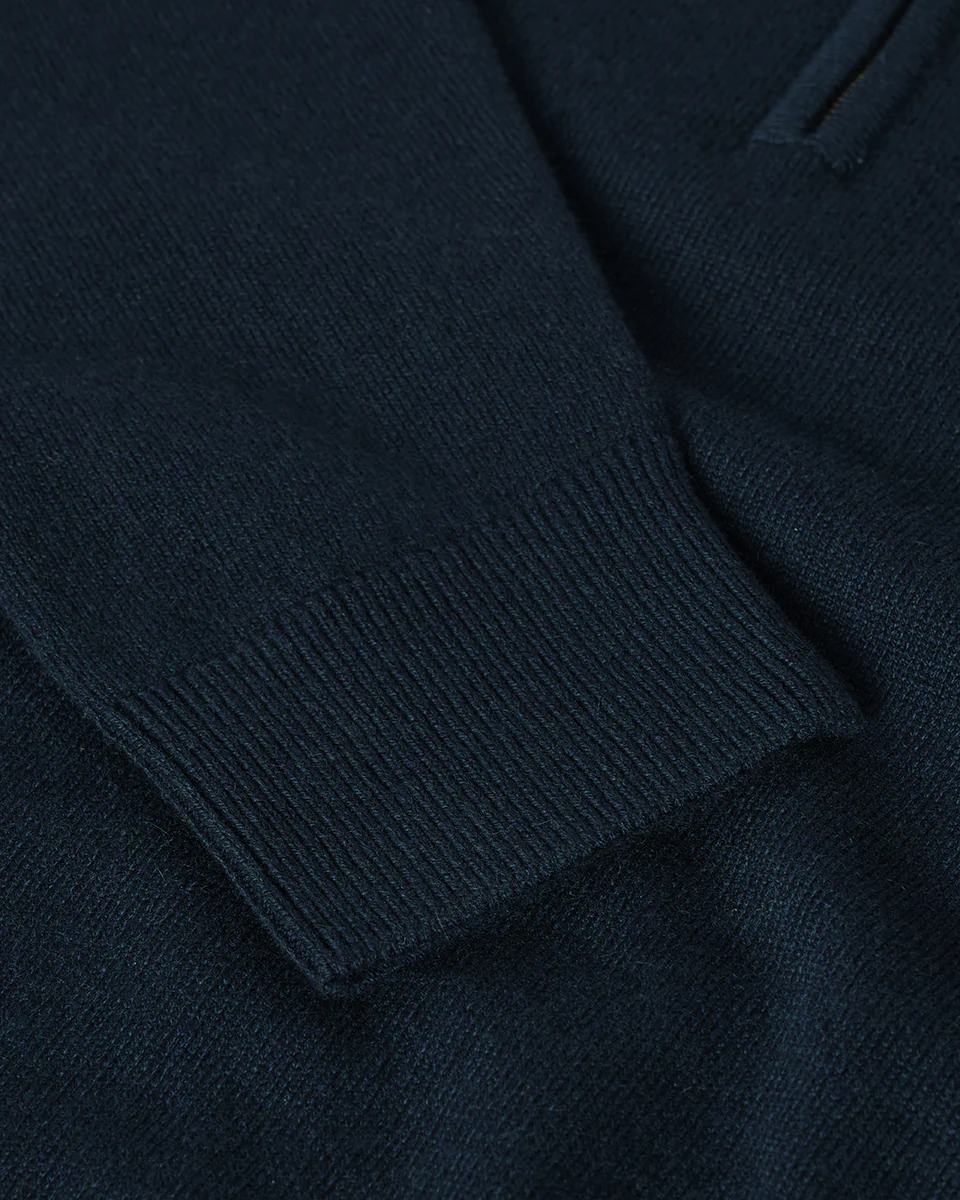 Classic Cashmere Dark Green Zip Neck Jumper - Image 6