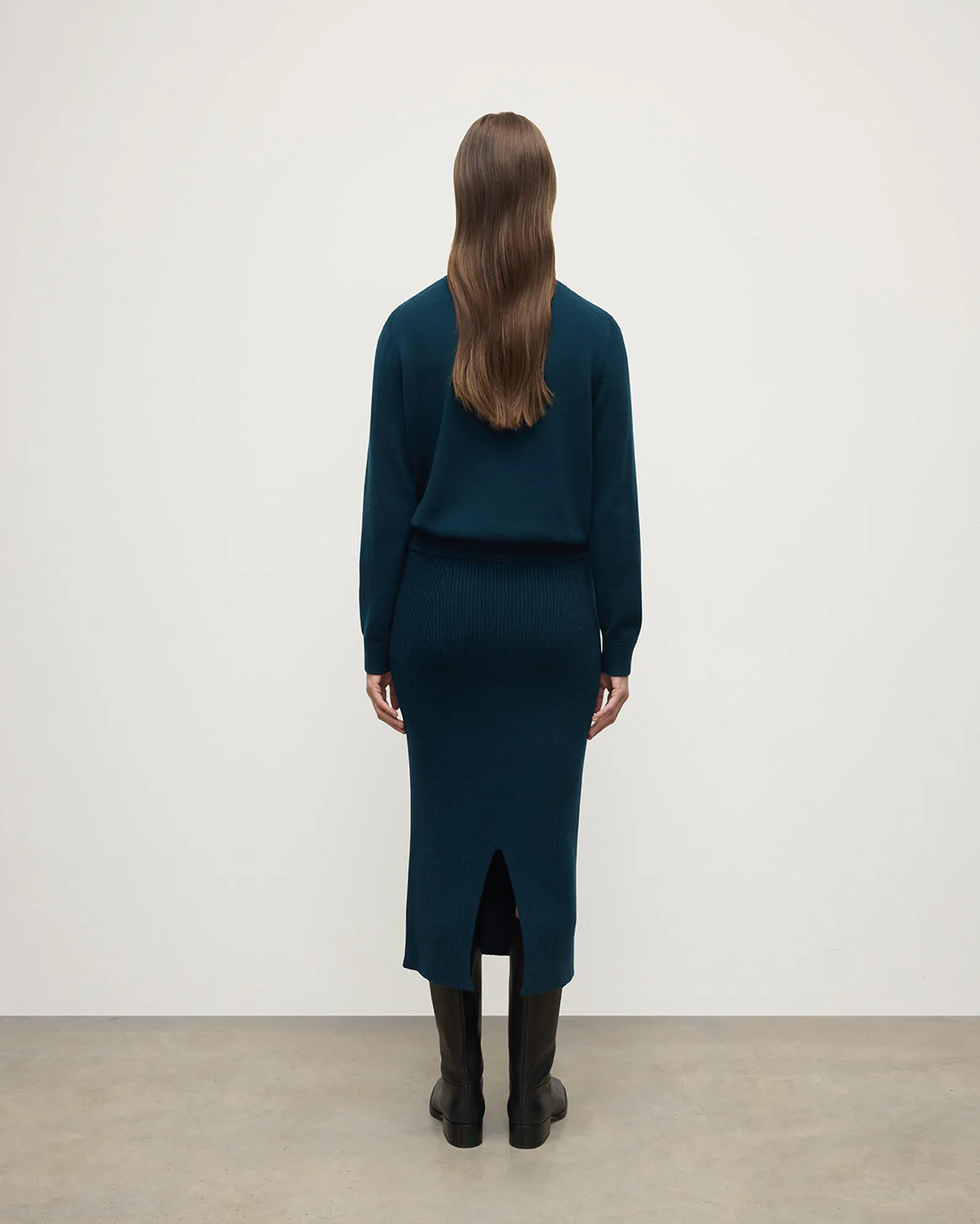 Cashmere Bottle Green Midi Skirt - Image 4