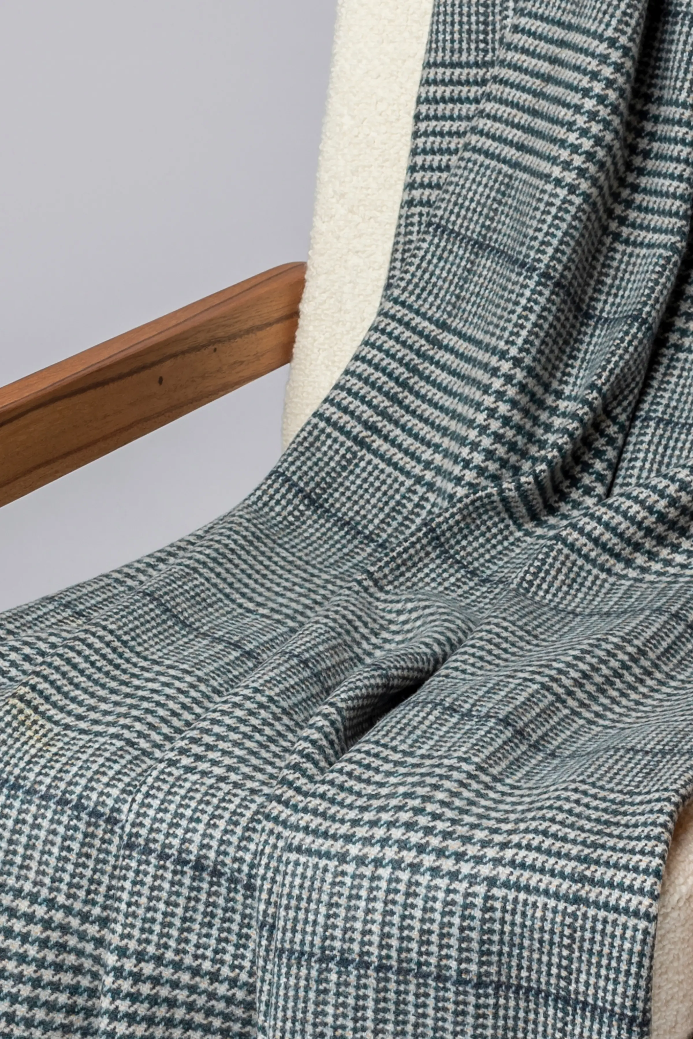 Tweed Glen Check Wool Throw in Green - Image 6