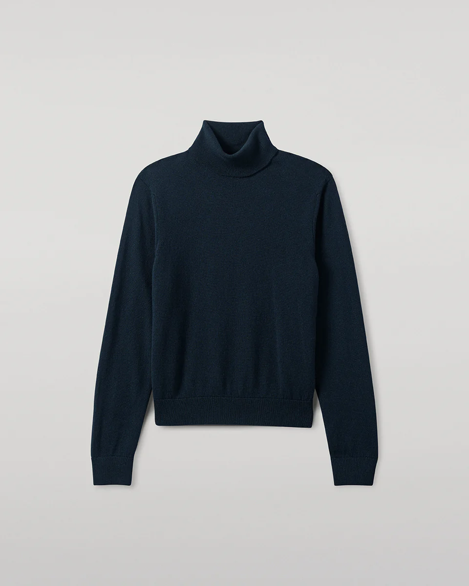 Classic Cashmere Bottle Green Roll Neck Jumper - Image 2