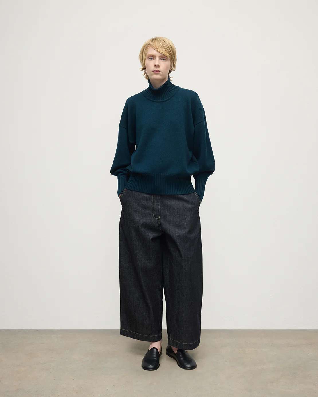 High Neck Bottle Green Cashmere Jumper