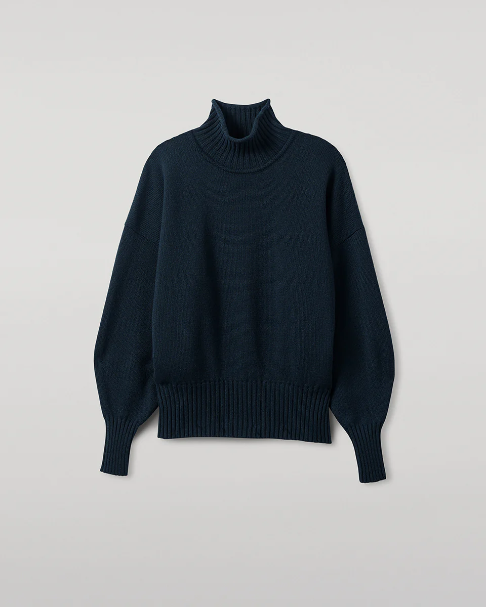 High Neck Bottle Green Cashmere Jumper - Image 2