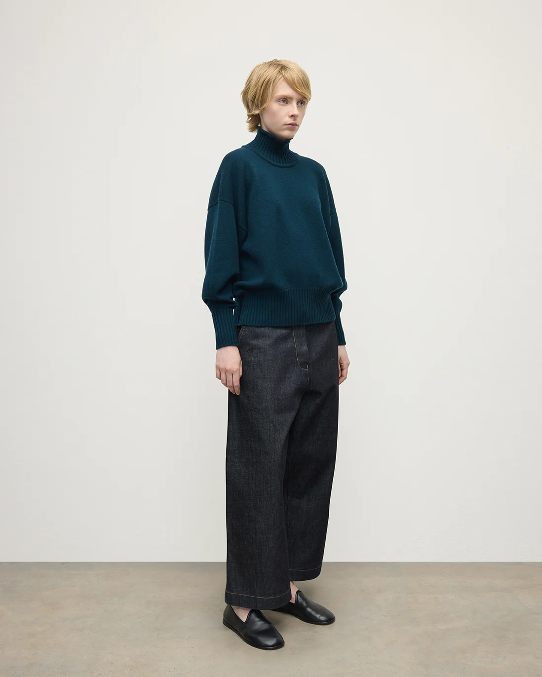 High Neck Bottle Green Cashmere Jumper - Image 3