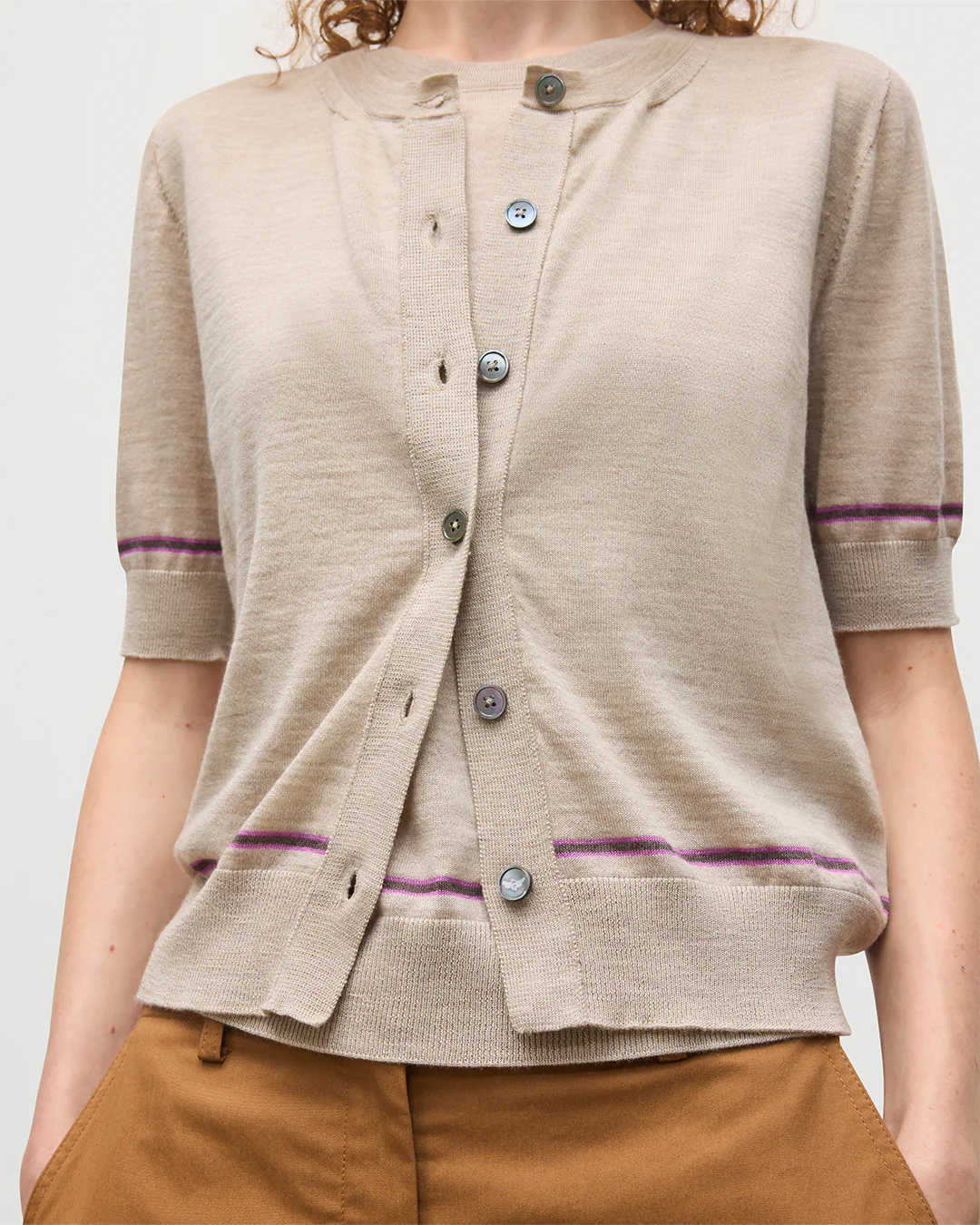 Brae Natural Merino Short Sleeve Cardigan - Image 6