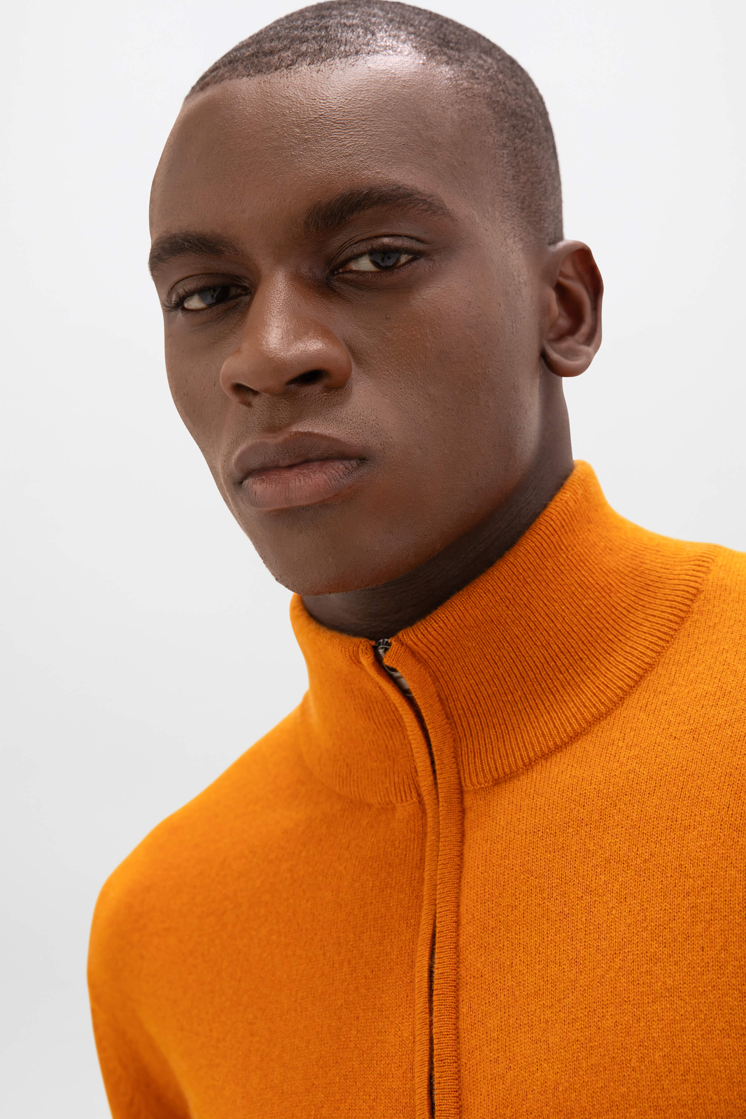 Orange Cashmere Zip Neck Jumper - Image 2