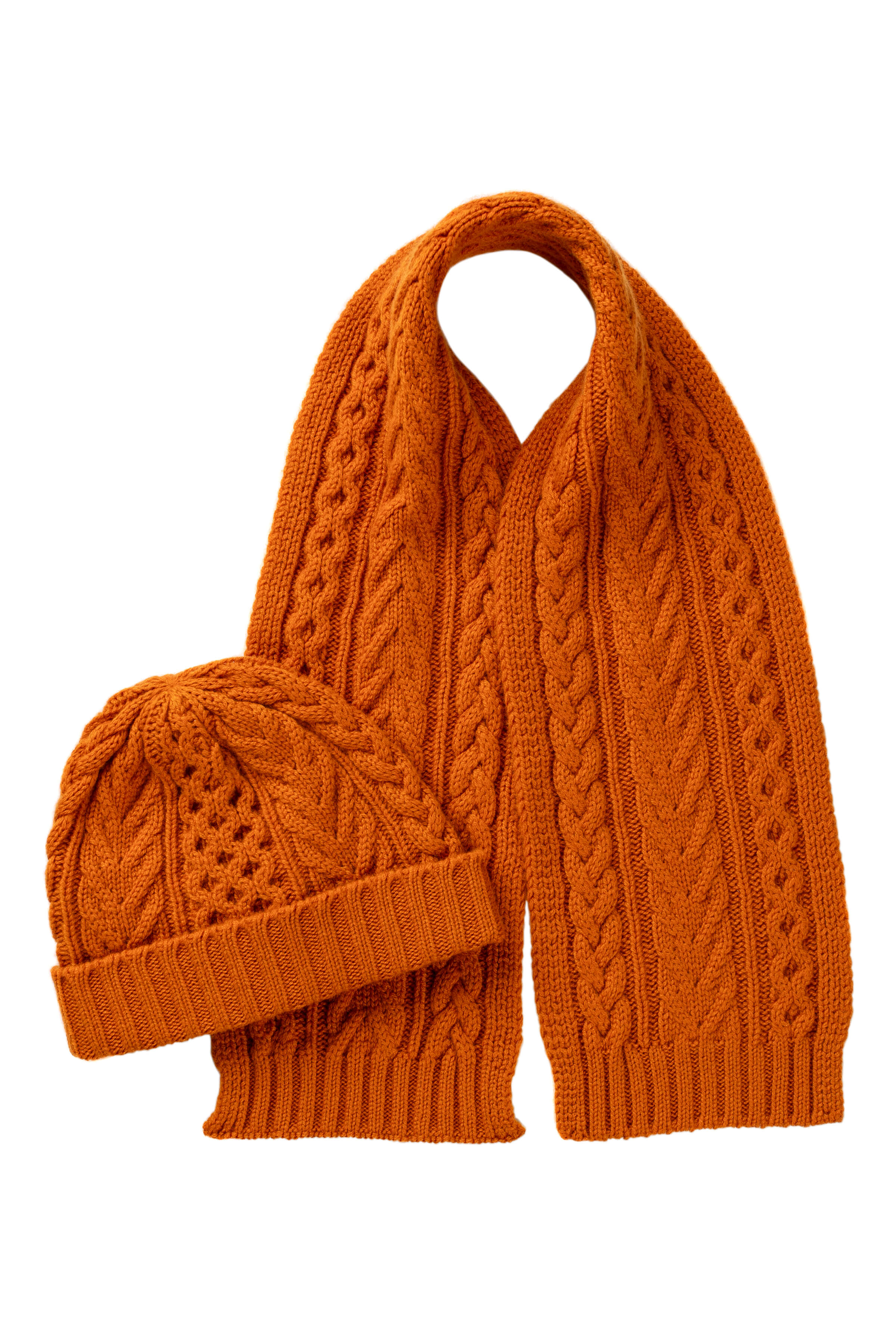 Children's Orange Aran Cashmere Beanie - Image 3
