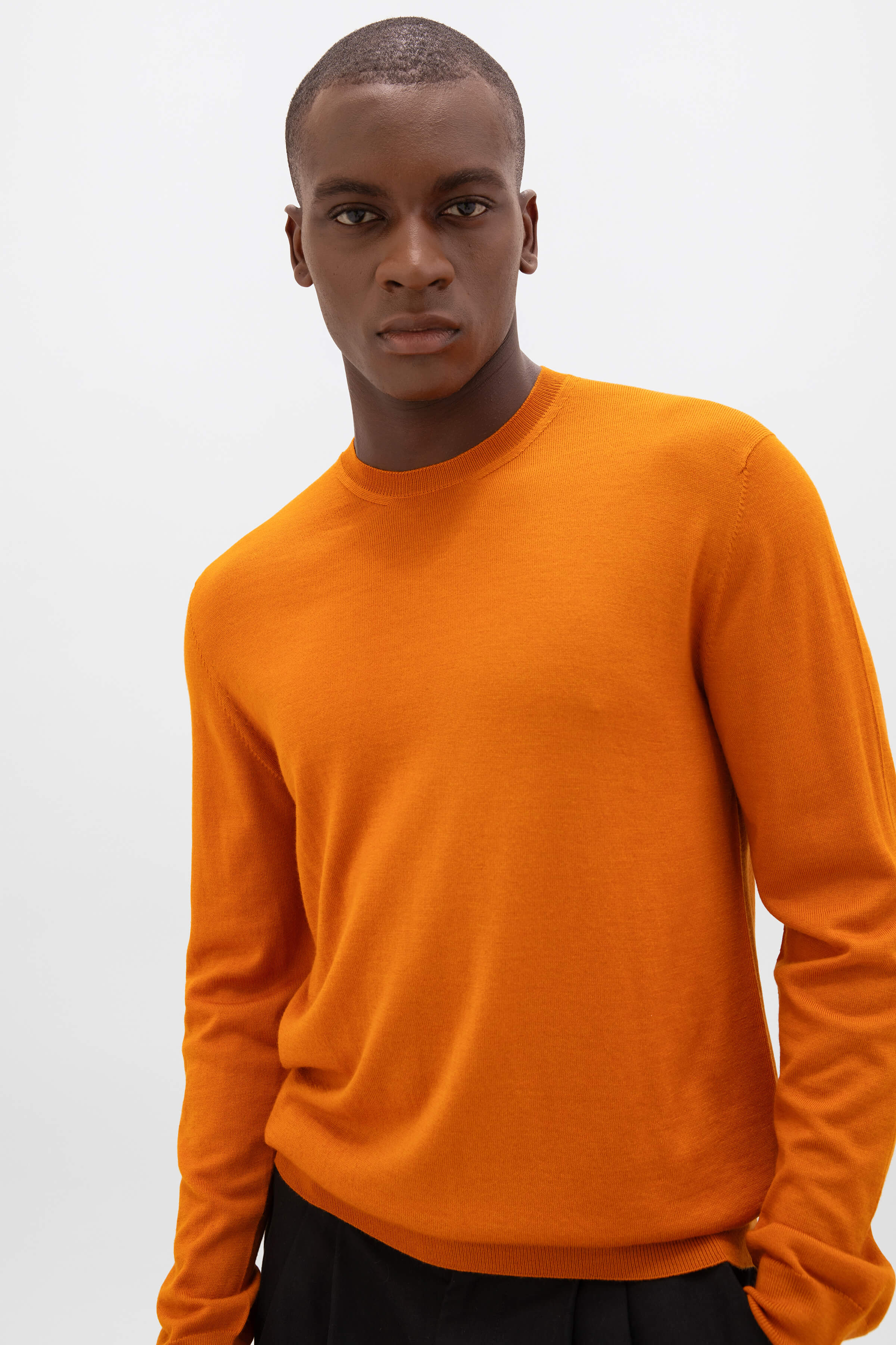 Merino Round Neck Orange Jumper - Image 2