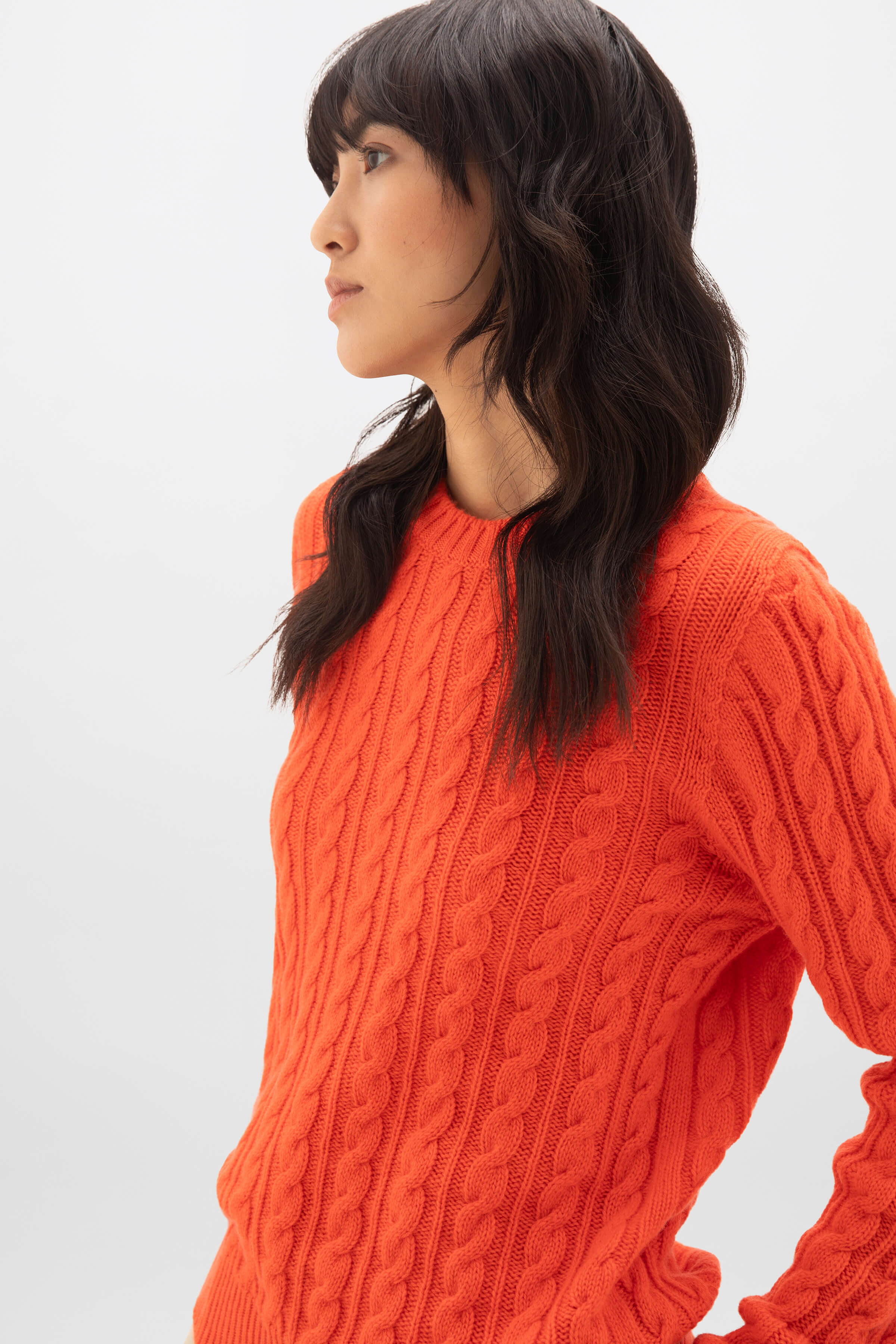 Cable Cashmere Orange Sweater - Image 2