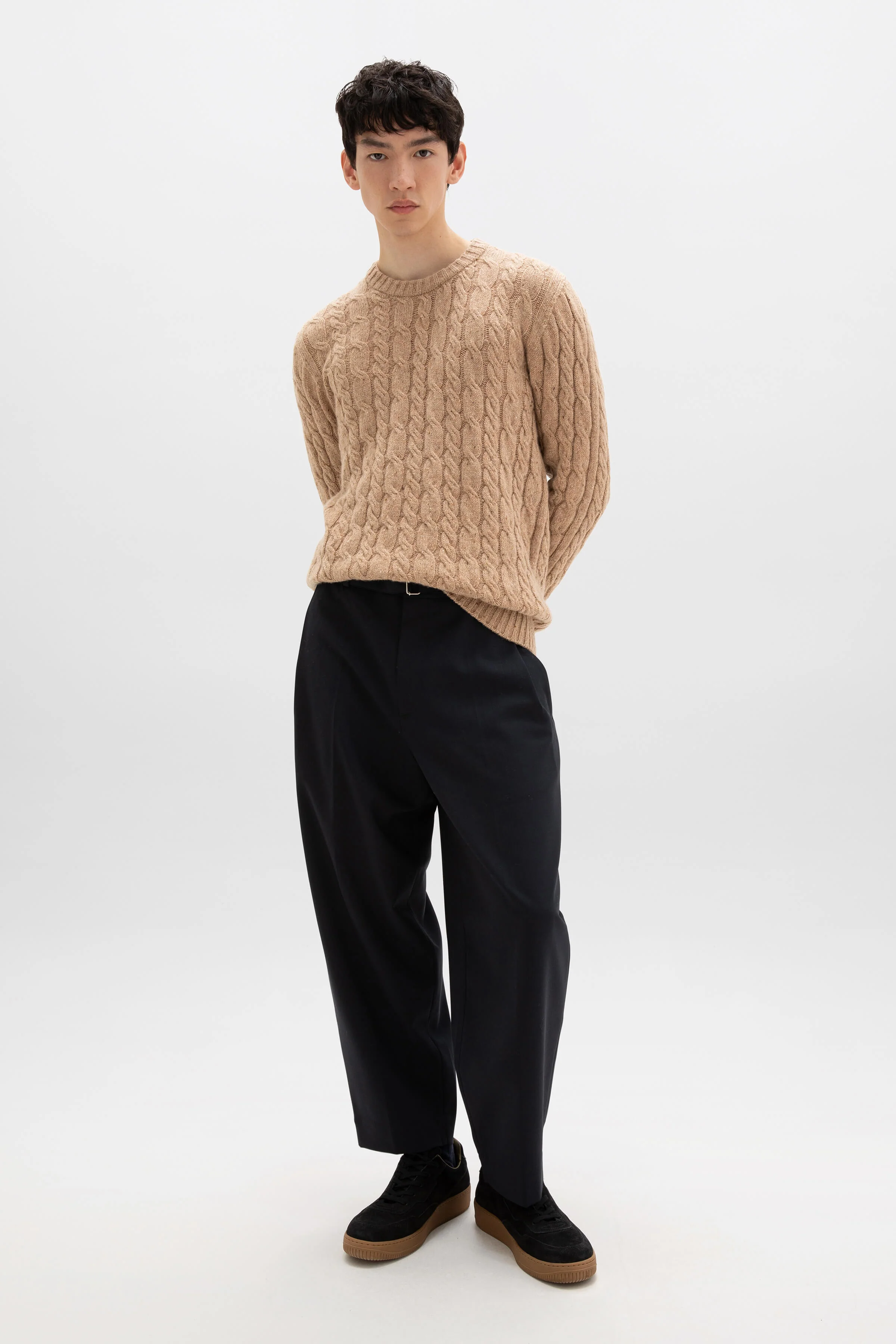 Donegal Cable Knit Camel Jumper - Image 3
