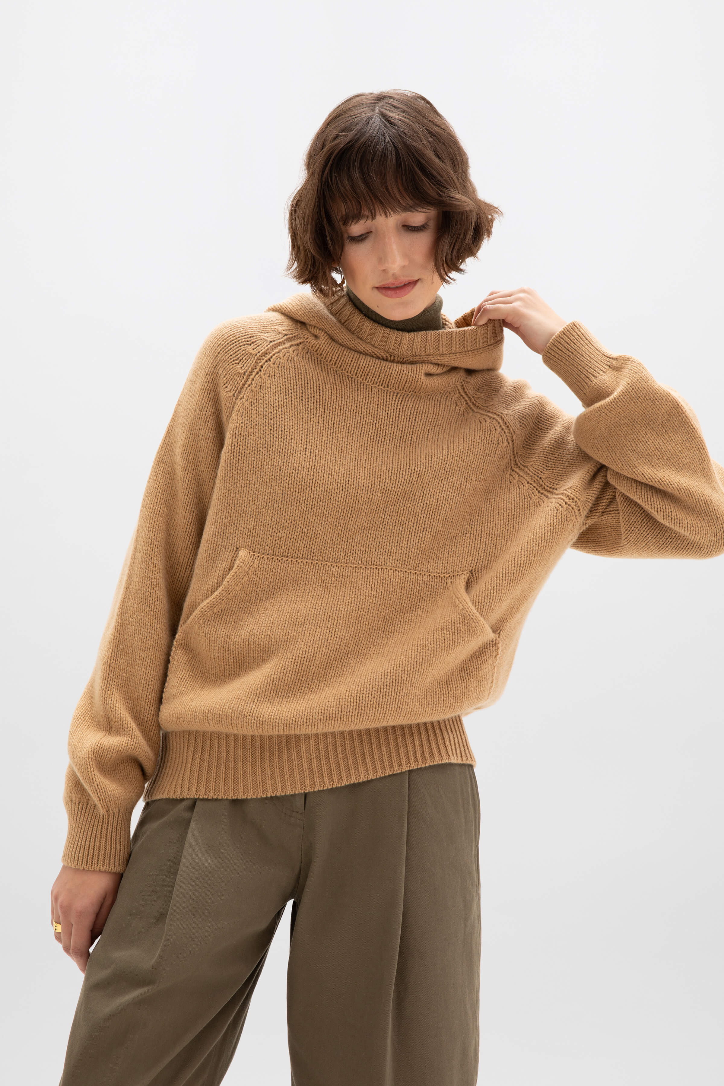 Oversized Camel Cashmere Hoodie - Image 4