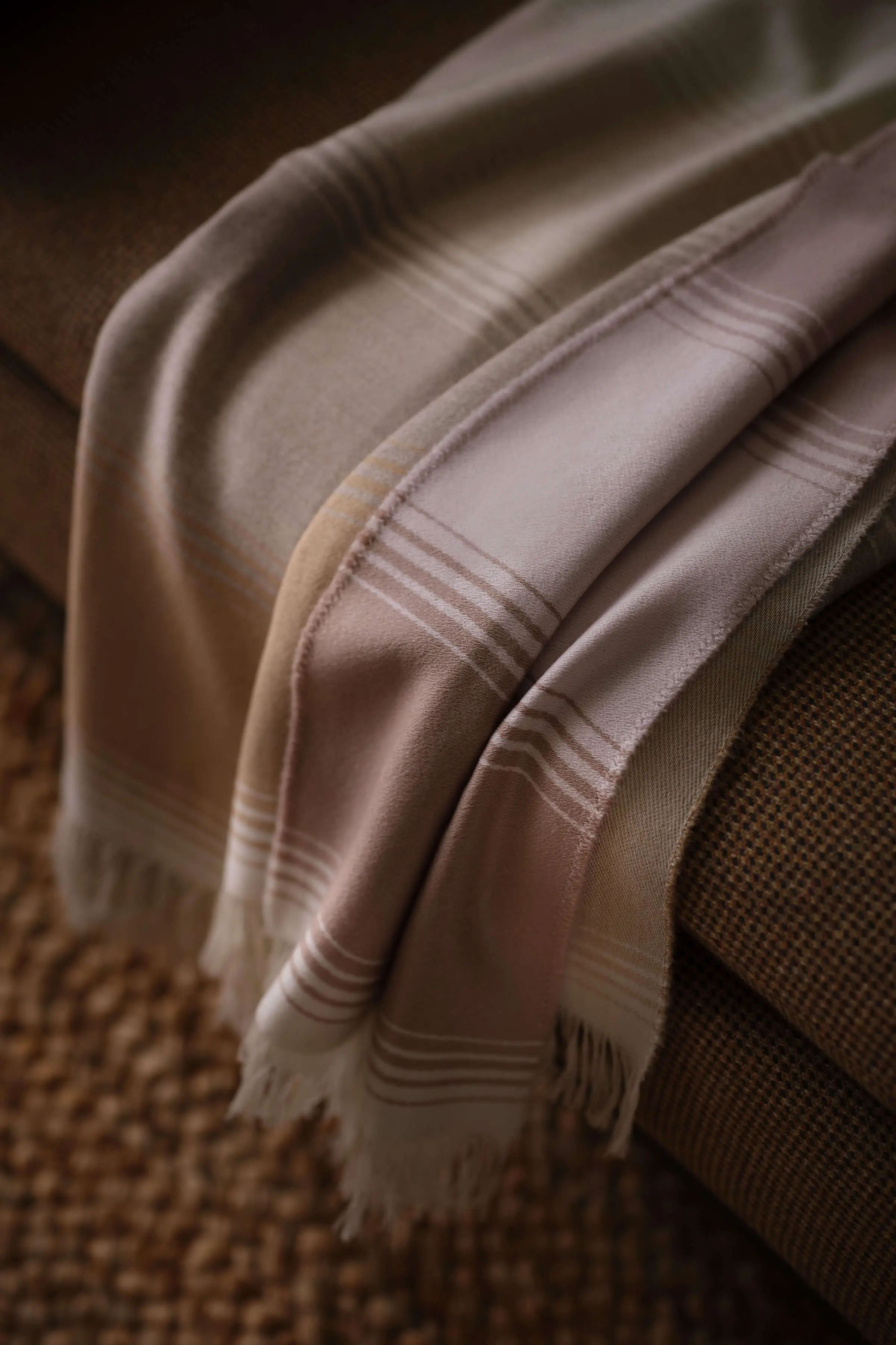 Diffused Stripe Merino Wool Pink Throw - Image 4