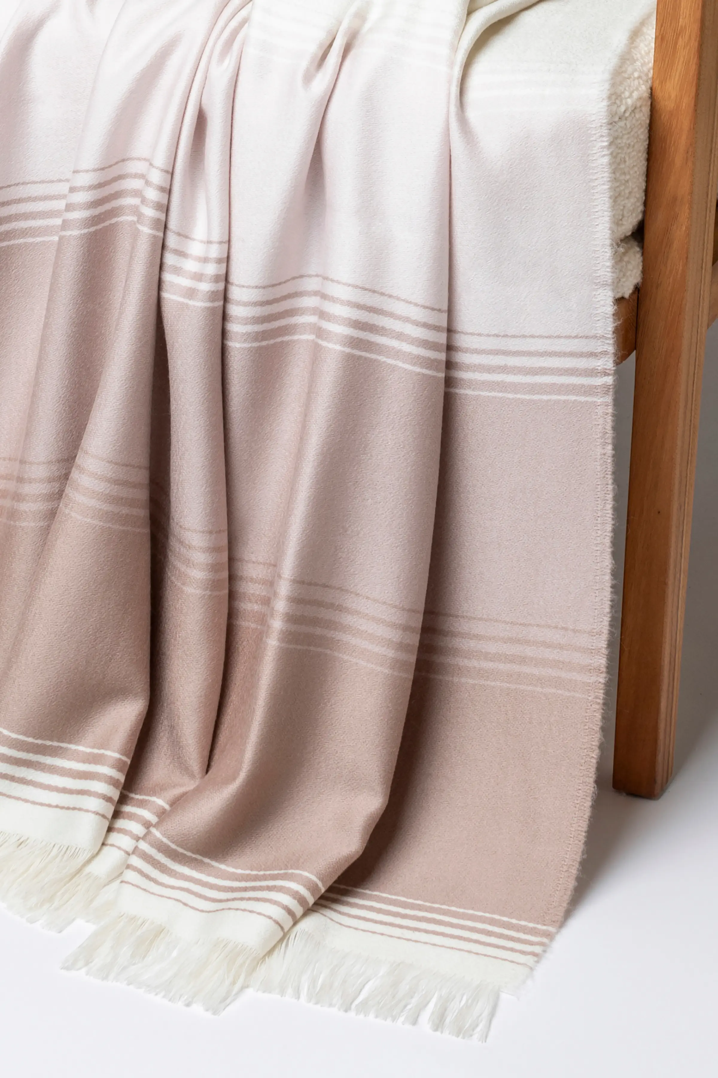 Diffused Stripe Merino Wool Pink Throw - Image 8